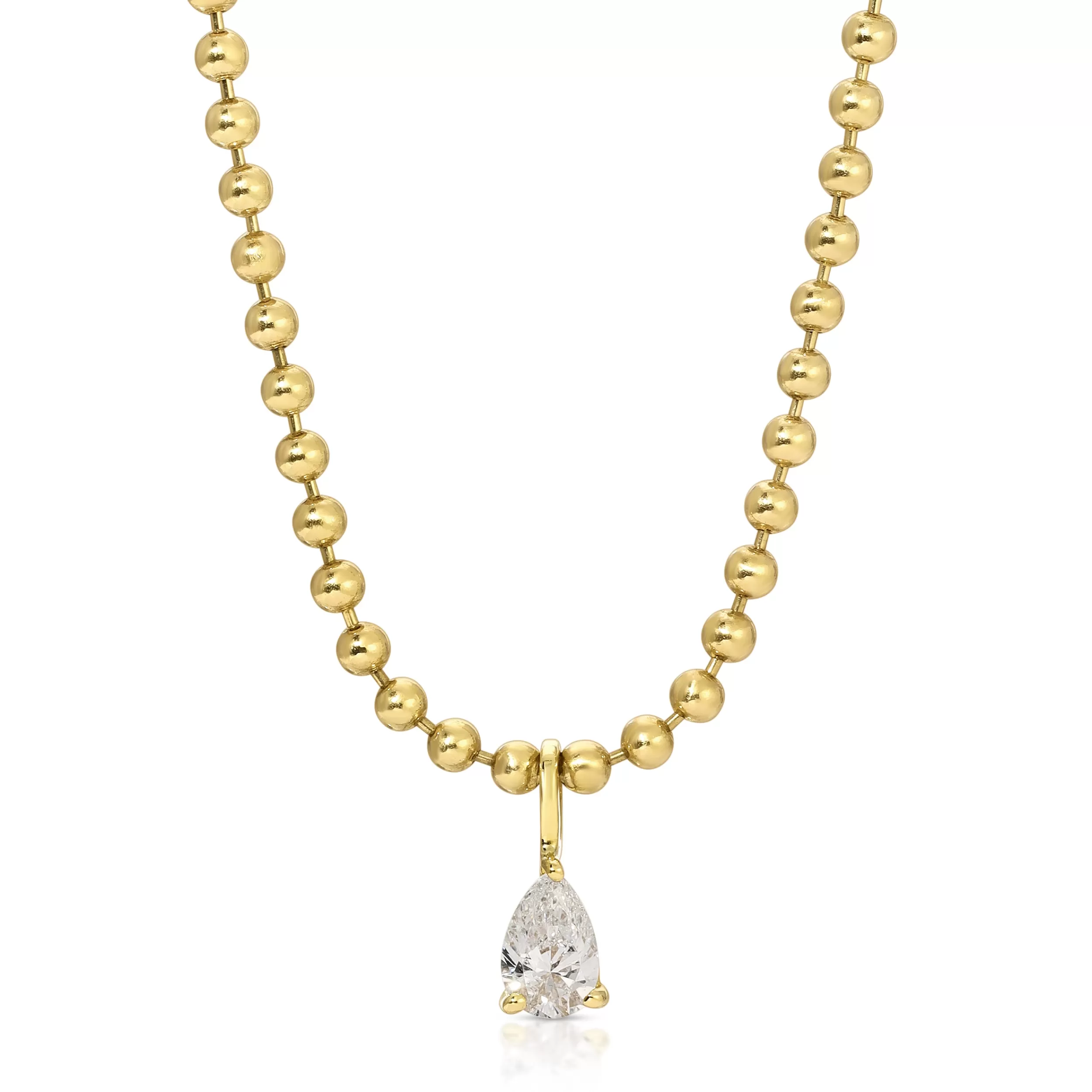 Anita Ko Pendants^BALL CHAIN NECKLACE WITH PEAR DIAMOND PENDANT