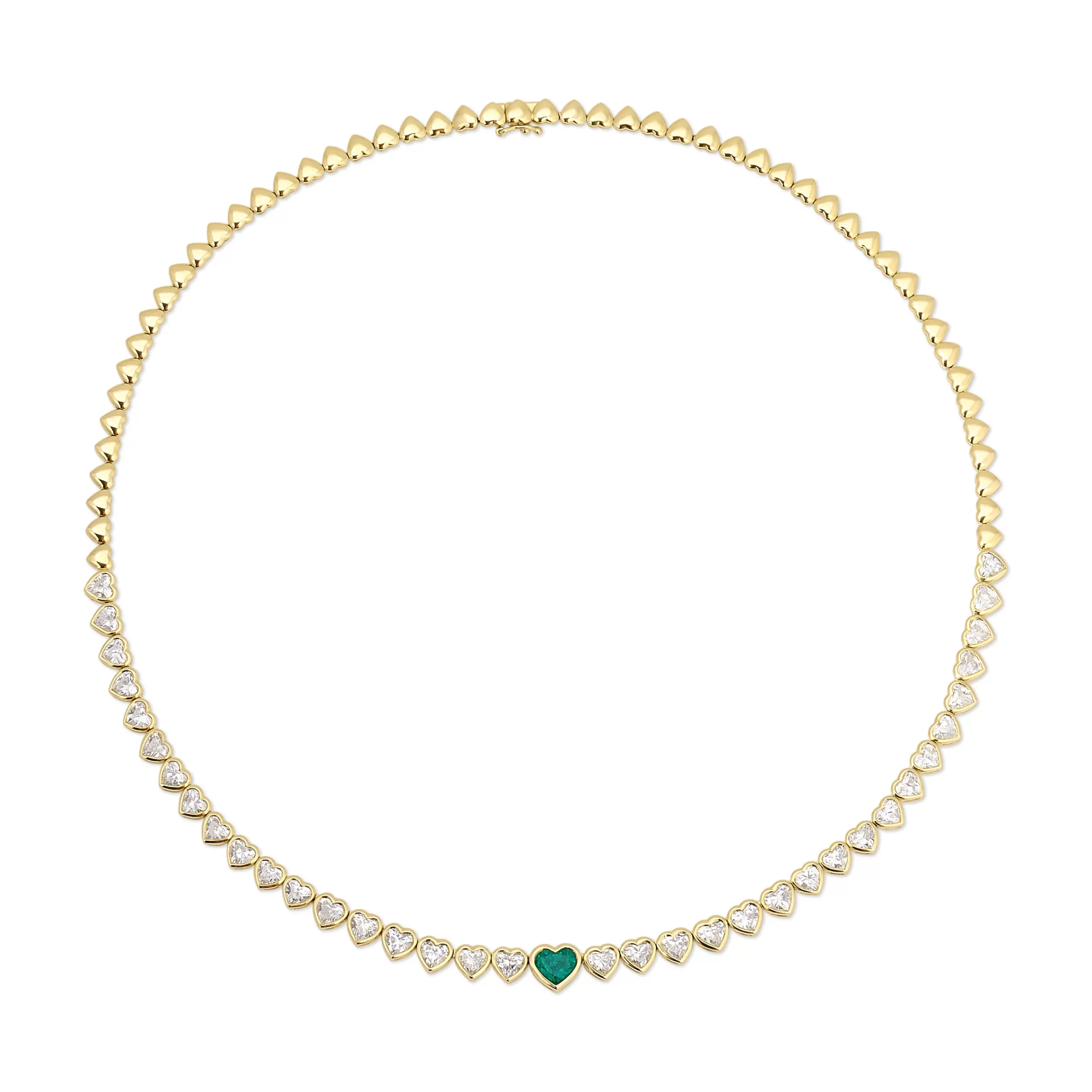 Anita Ko One Of A Kind^BEZELED DIAMOND HEART CHOKER WITH EMERALD CENTER