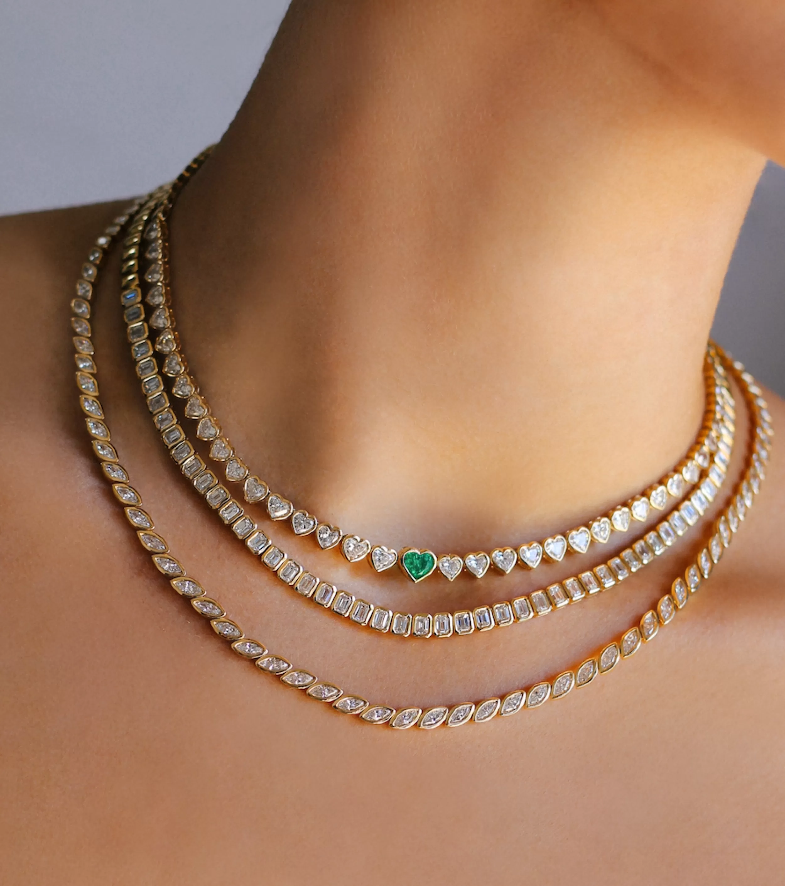 Anita Ko One Of A Kind^BEZELED DIAMOND HEART CHOKER WITH EMERALD CENTER