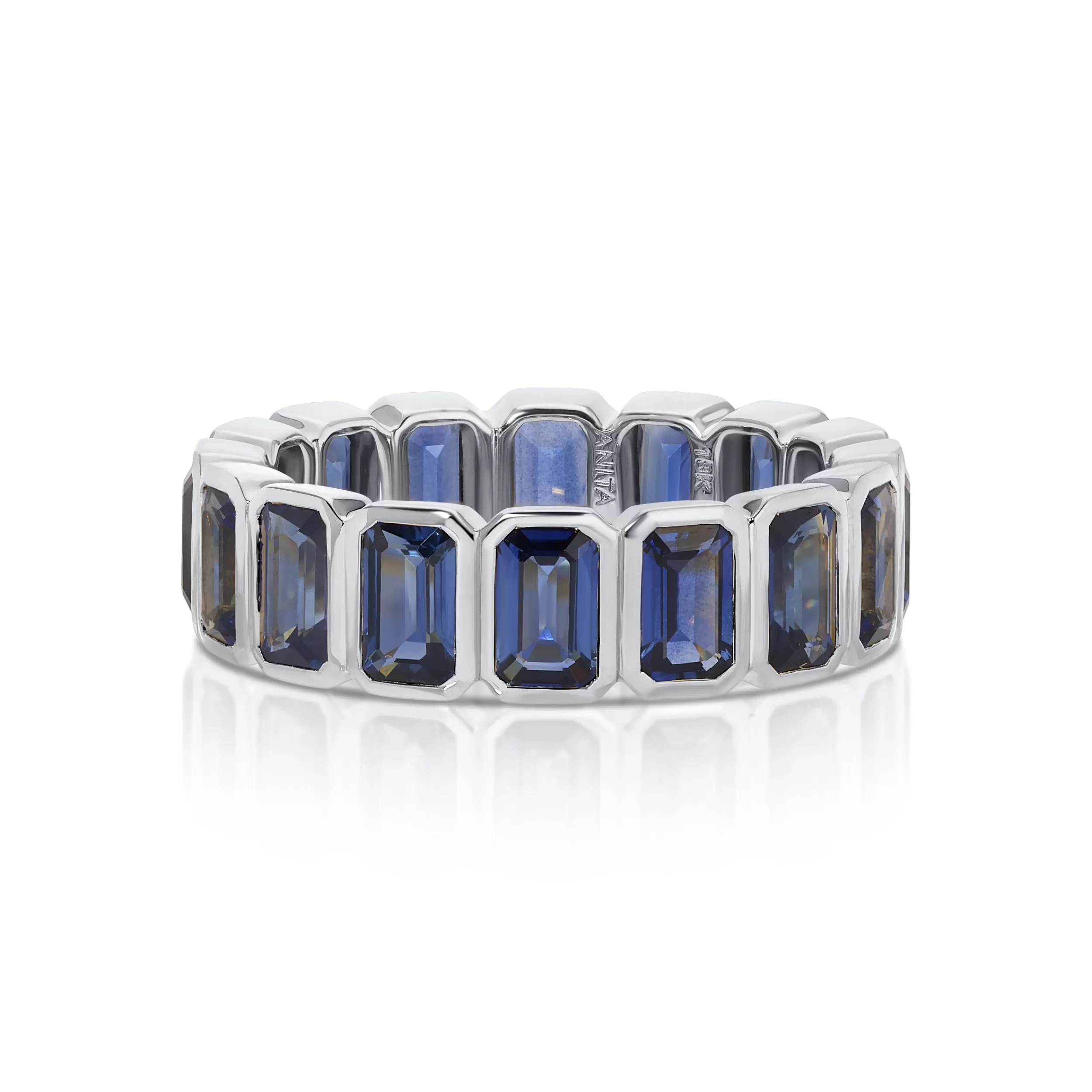 Anita Ko Eternity^BEZELED EMERALD CUT BLUE SAPPHIRE RING