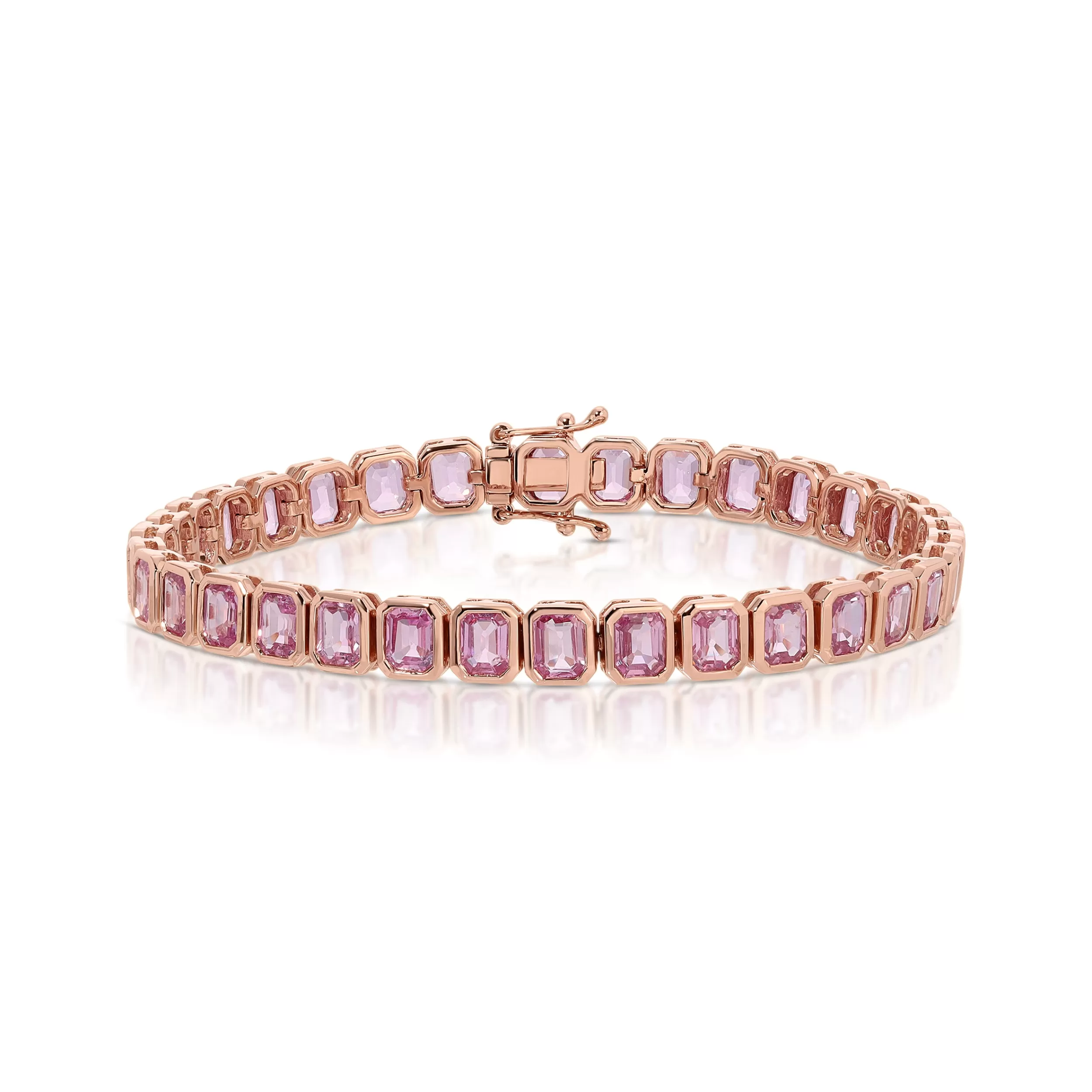 Anita Ko One Of A Kind^BEZELED EMERALD CUT PINK SAPPHIRE BRACELET