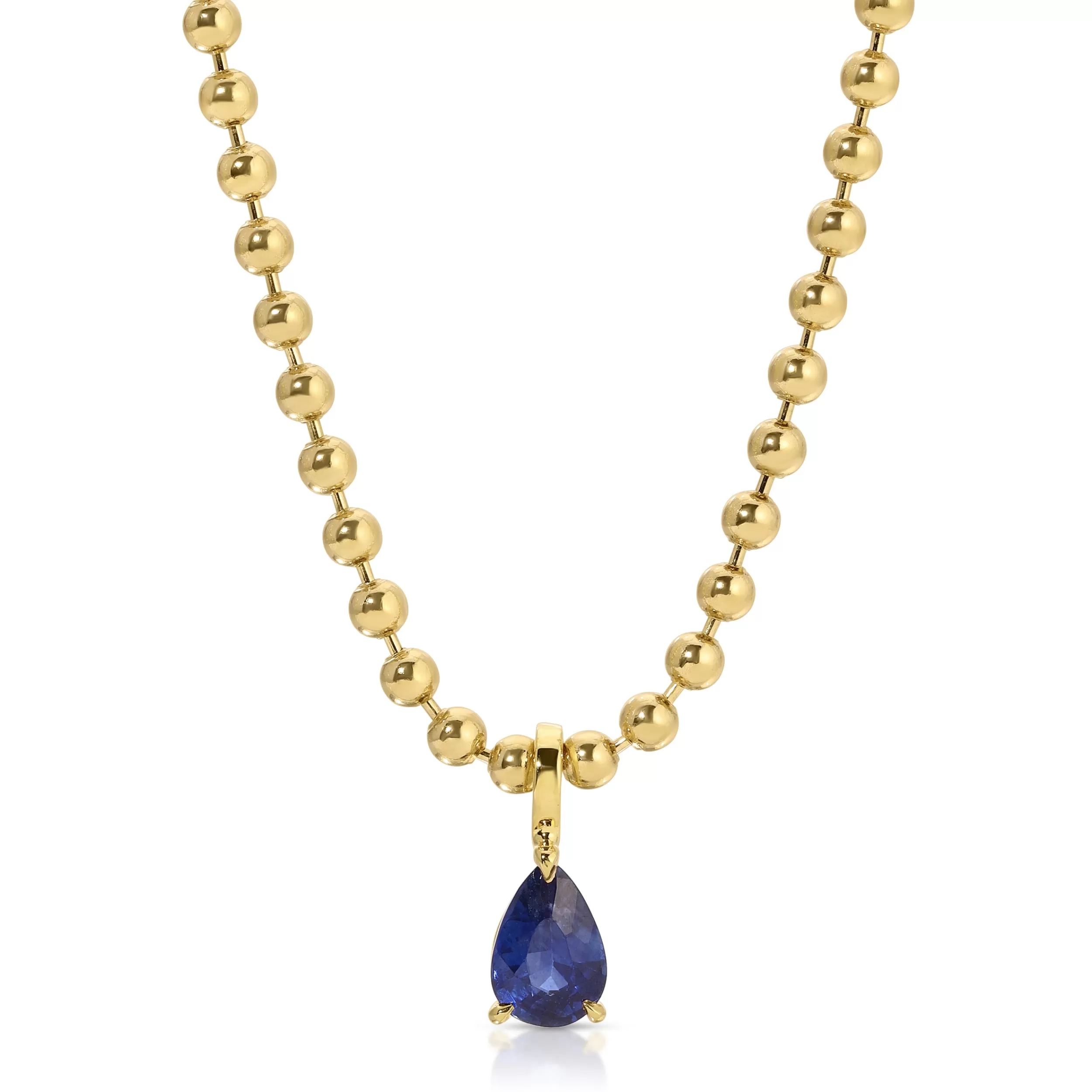 Anita Ko Pendants^BLUE SAPPHIRE PEAR PENDANT ON BALL CHAIN