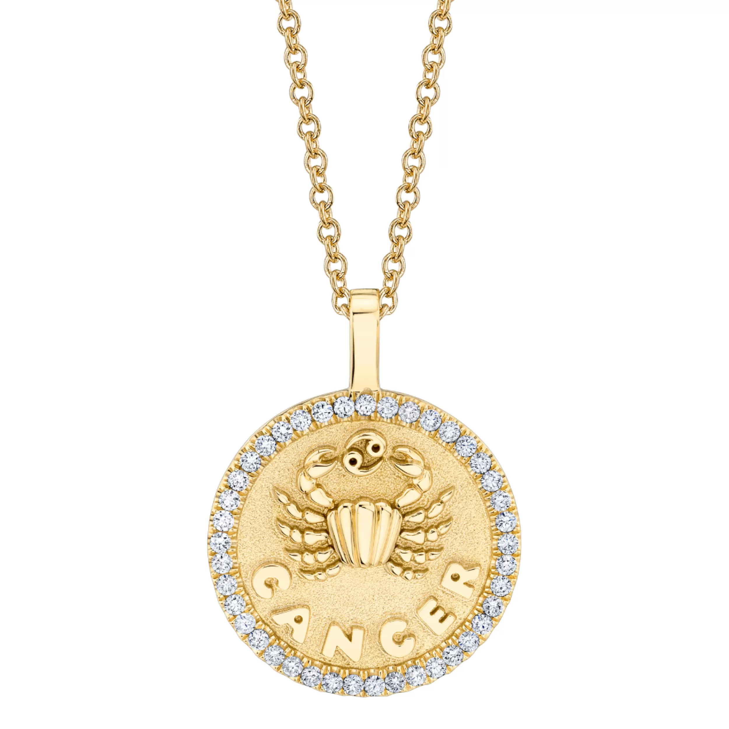 Anita Ko Pendants | Zodiac Coins^CANCER ZODIAC COIN PENDANT WITH DIAMOND FRAME