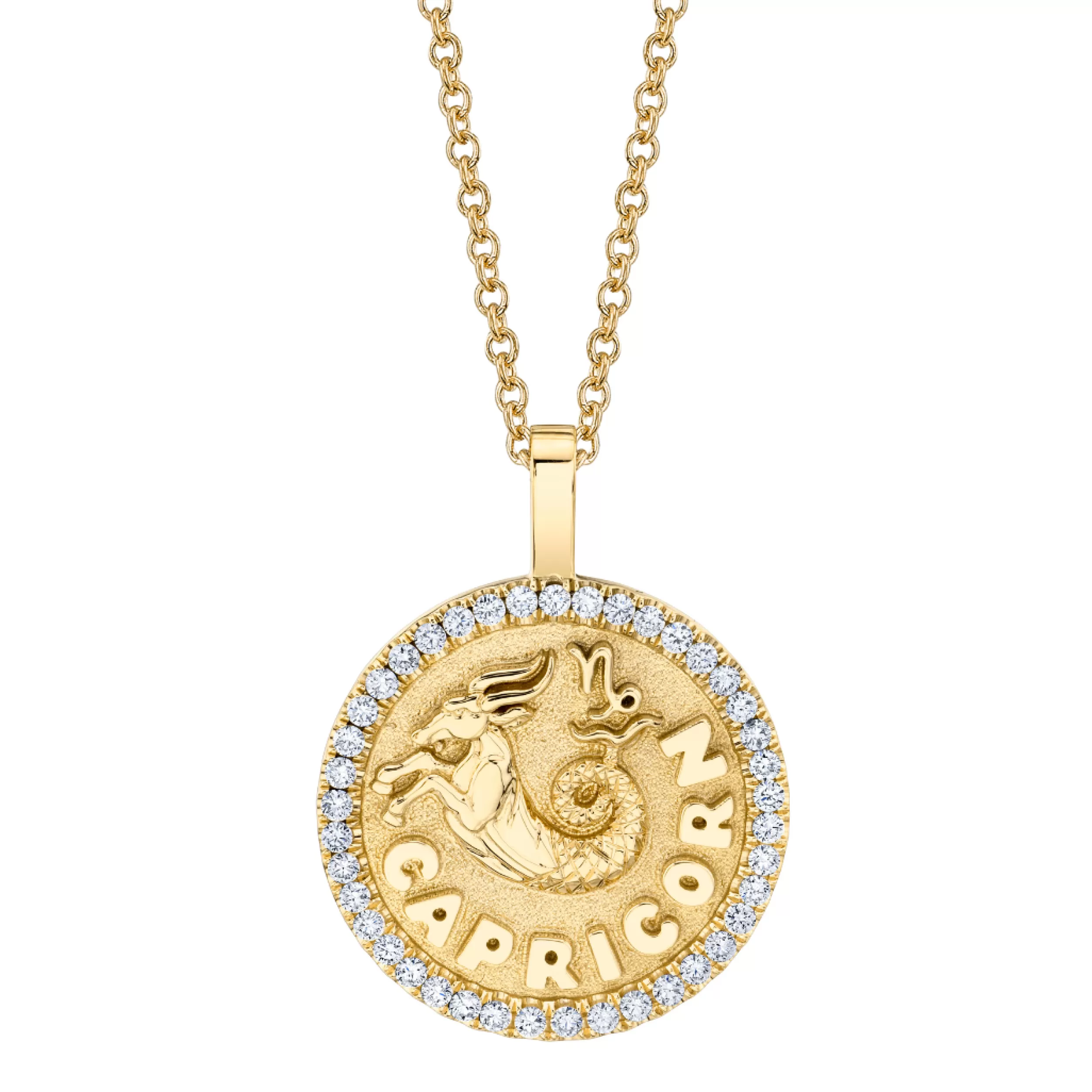 Anita Ko Pendants | Zodiac Coins^CAPRICORN ZODIAC COIN PENDANT WITH DIAMOND FRAME