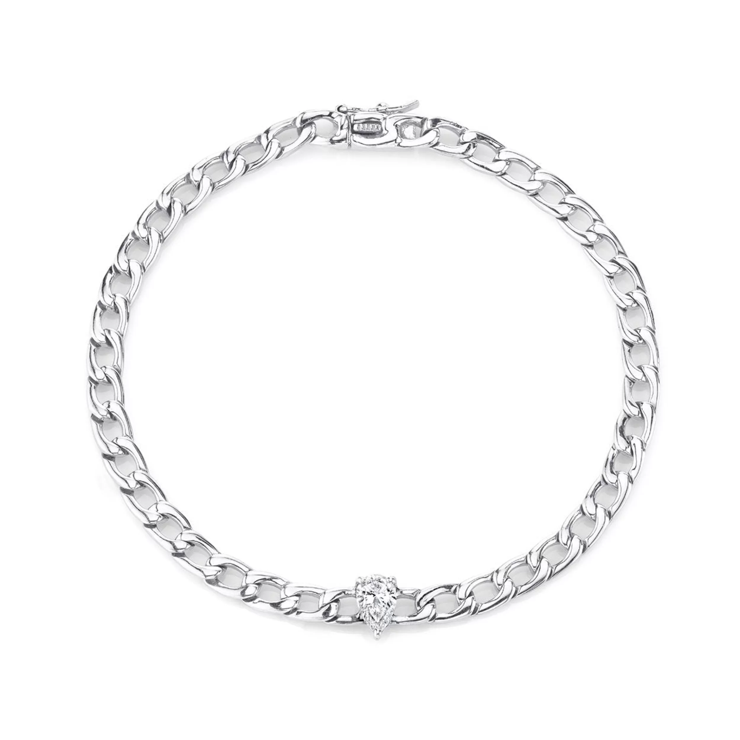 Anita Ko Chain Link^CHAIN BRACELET WITH PEAR DIAMOND CENTER