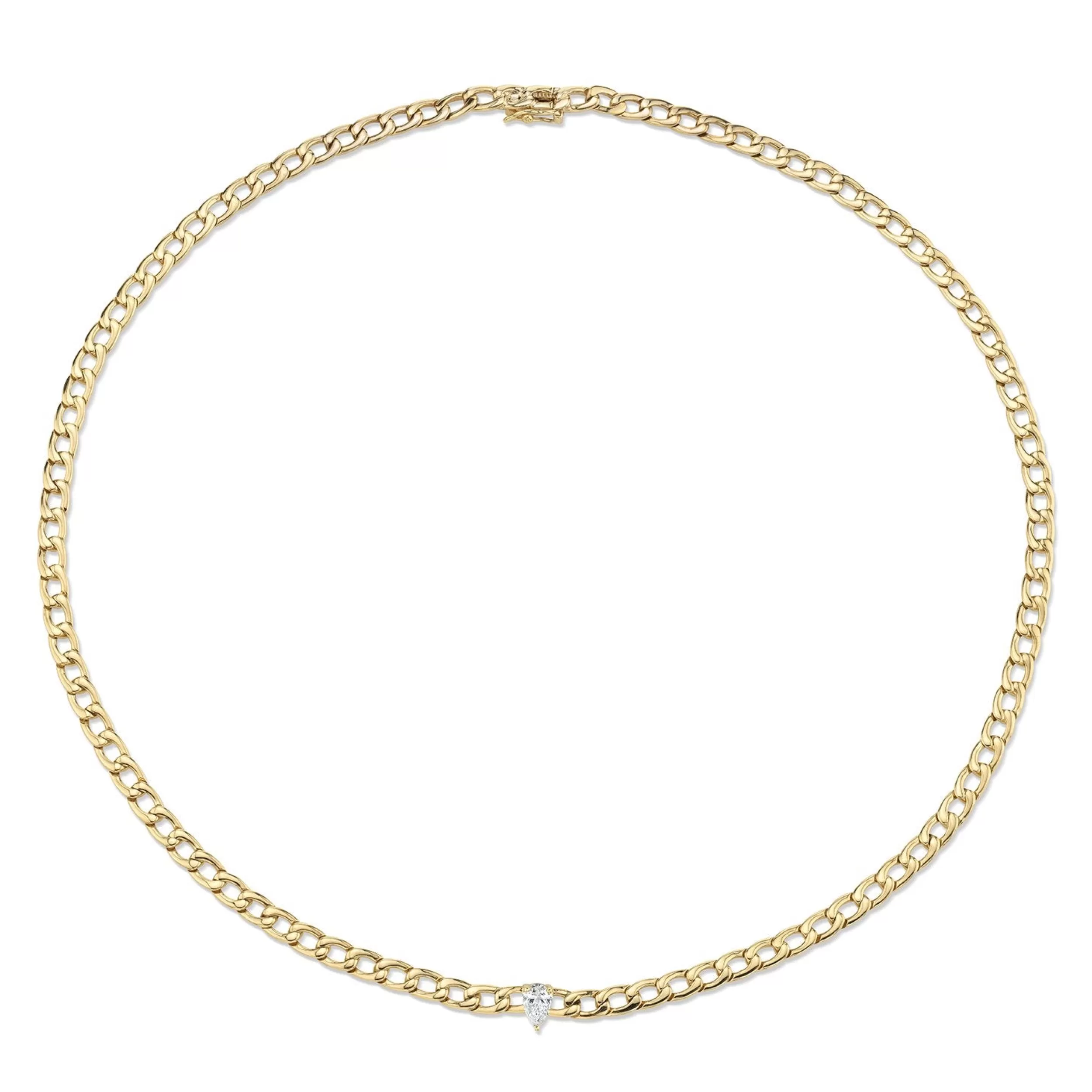 Anita Ko Chokers^CHAIN LINK CHOKER WITH PEAR DIAMOND CENTER