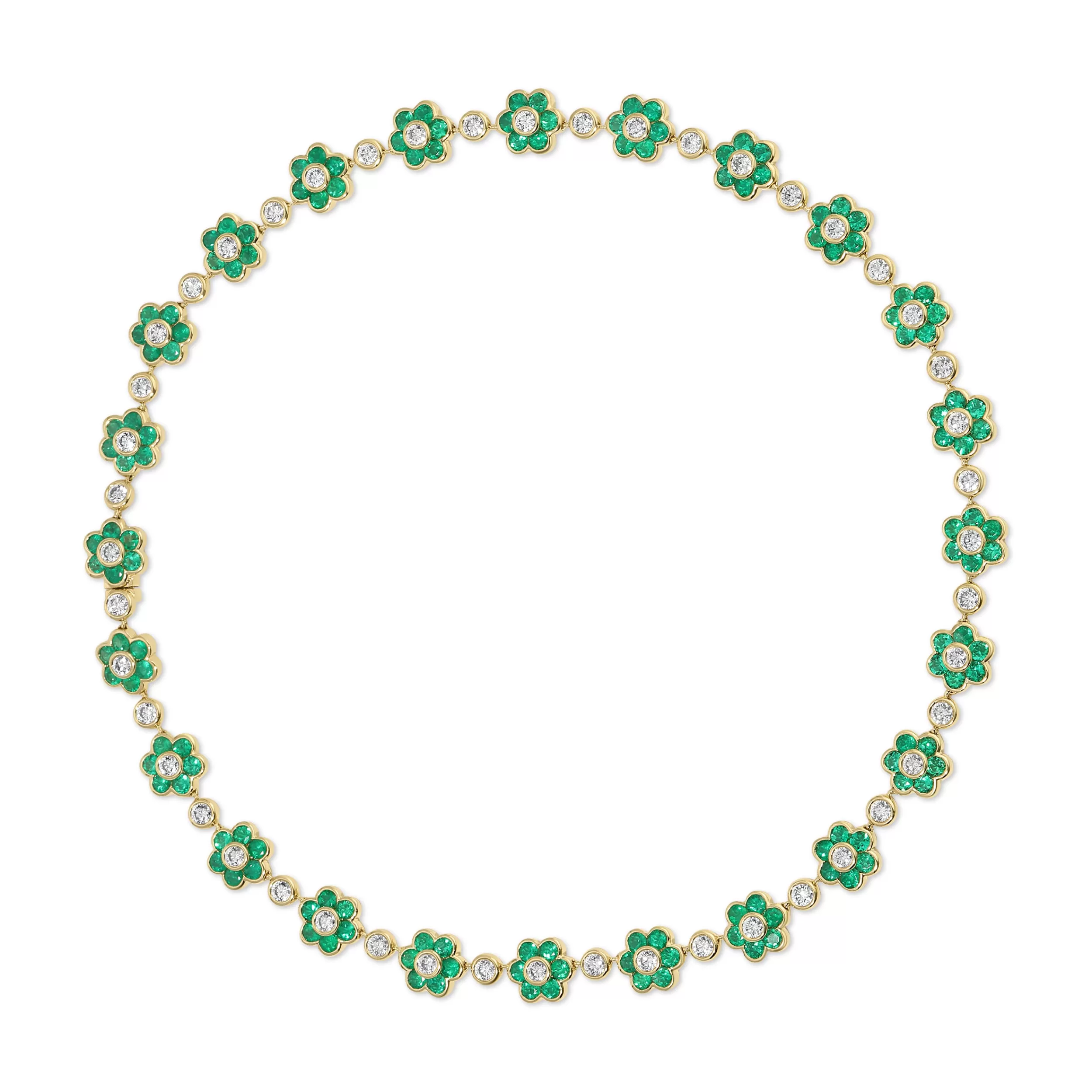 Anita Ko Chokers^COLOMBIAN EMERALD AND DIAMOND FLORA CHOKER