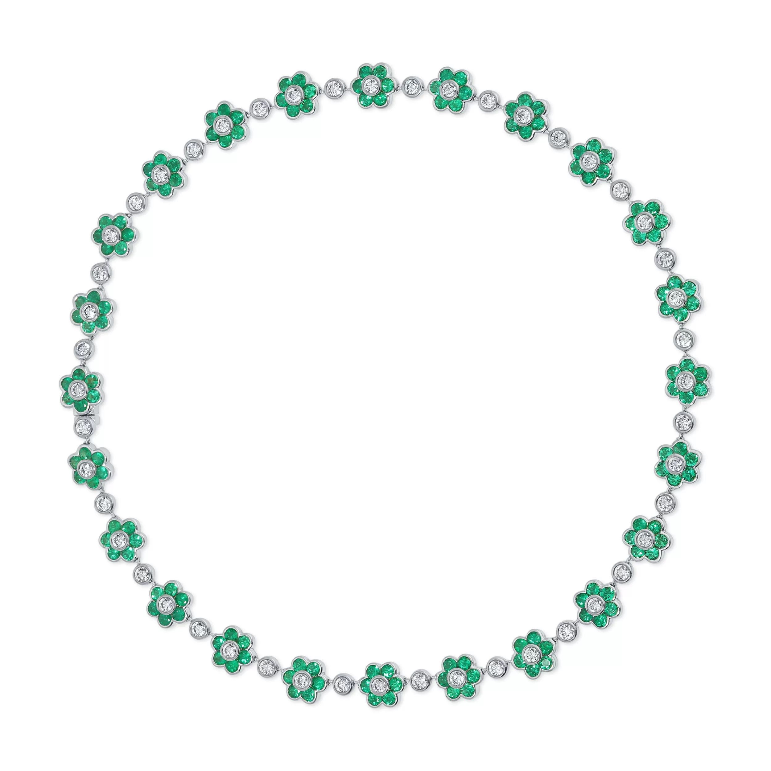 Anita Ko Chokers^COLOMBIAN EMERALD AND DIAMOND FLORA CHOKER