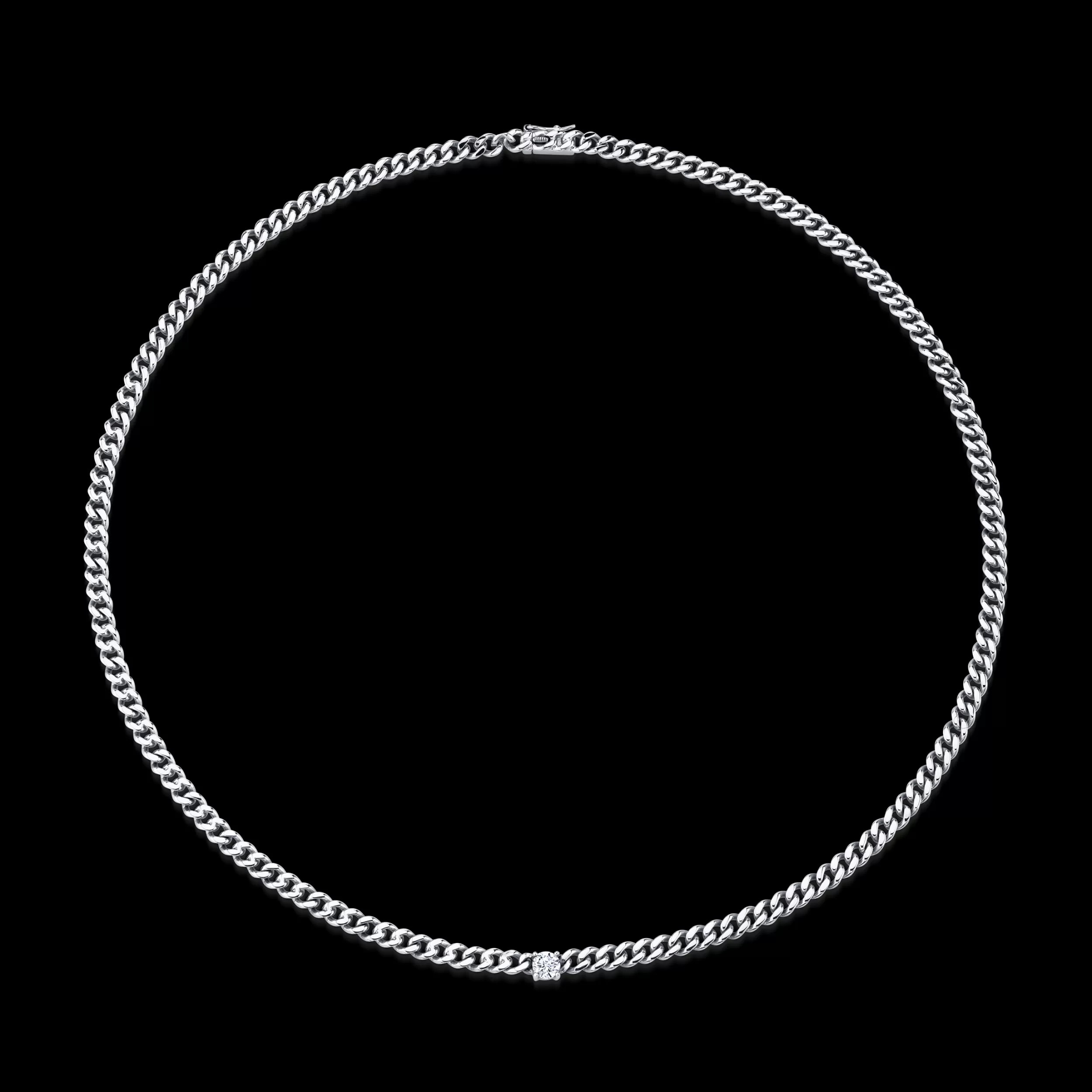 Anita Ko Chokers^CUBAN LINK NECKLACE WITH ROUND DIAMOND CENTER