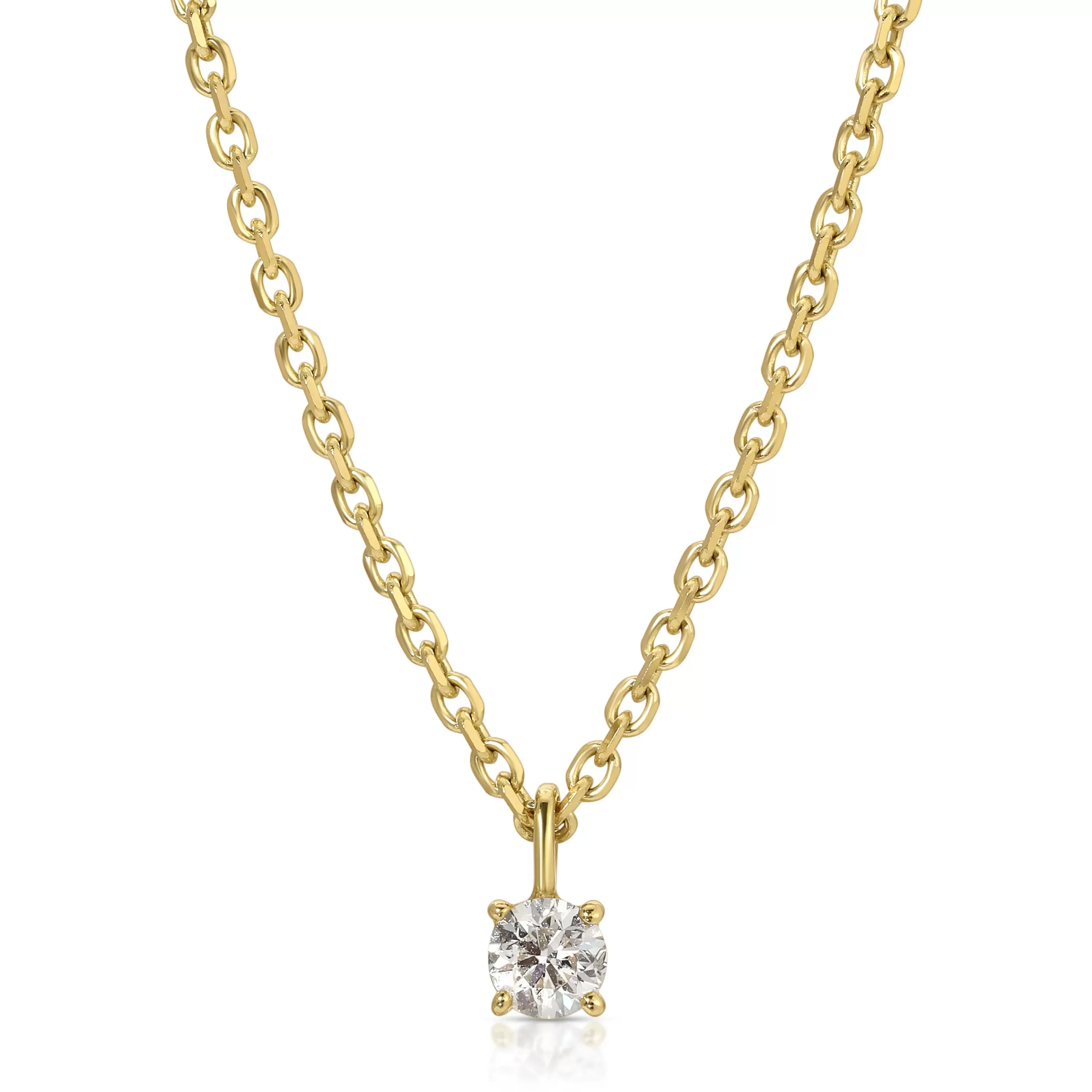 Anita Ko Pendants^DIAMOND CUT ROLO CHAIN WITH ROUND DIAMOND PENDANT