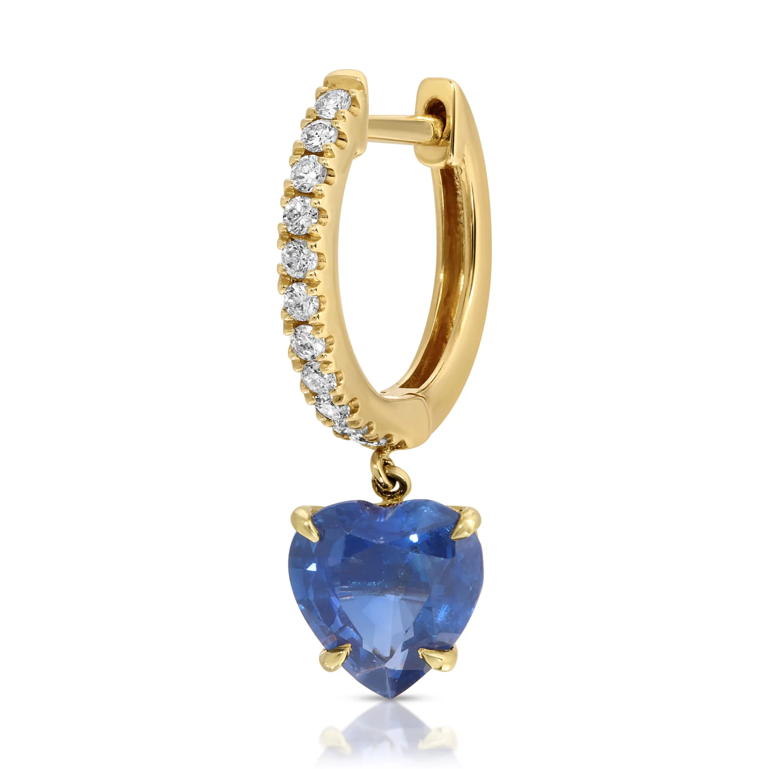 Anita Ko Huggies^DIAMOND HUGGIE WITH HEART SHAPED BLUE SAPPHIRE DROP