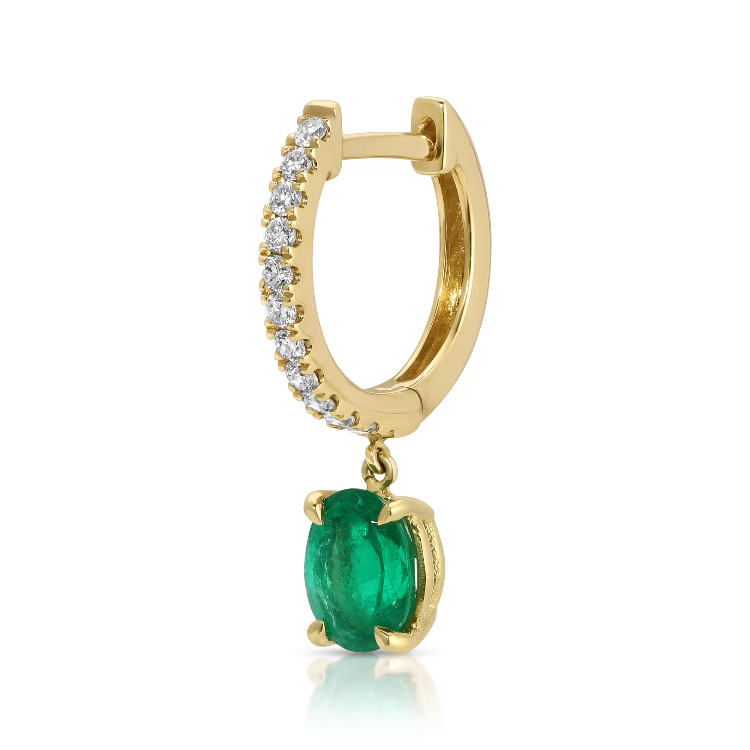 Anita Ko Huggies^DIAMOND HUGGIE WITH OVAL COLOMBIAN EMERALD .31