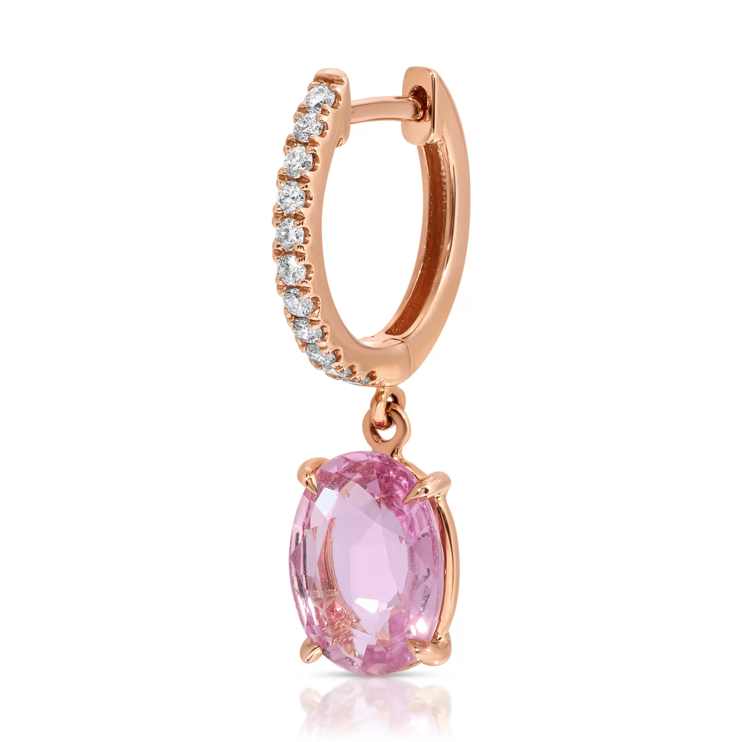 Anita Ko Huggies^DIAMOND HUGGIE WITH PINK SAPPHIRE OVAL DROP