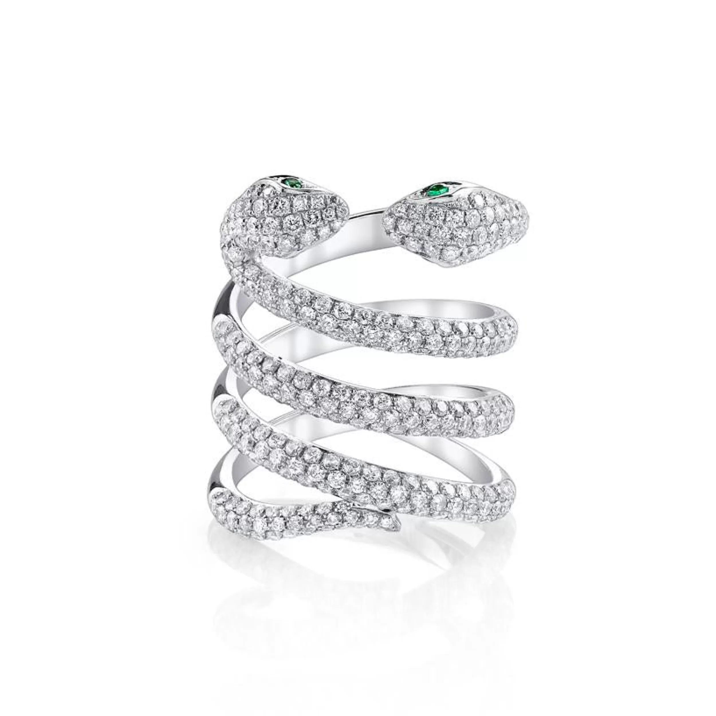 Anita Ko Coil^DOUBLE-HEAD DIAMOND COIL SNAKE RING