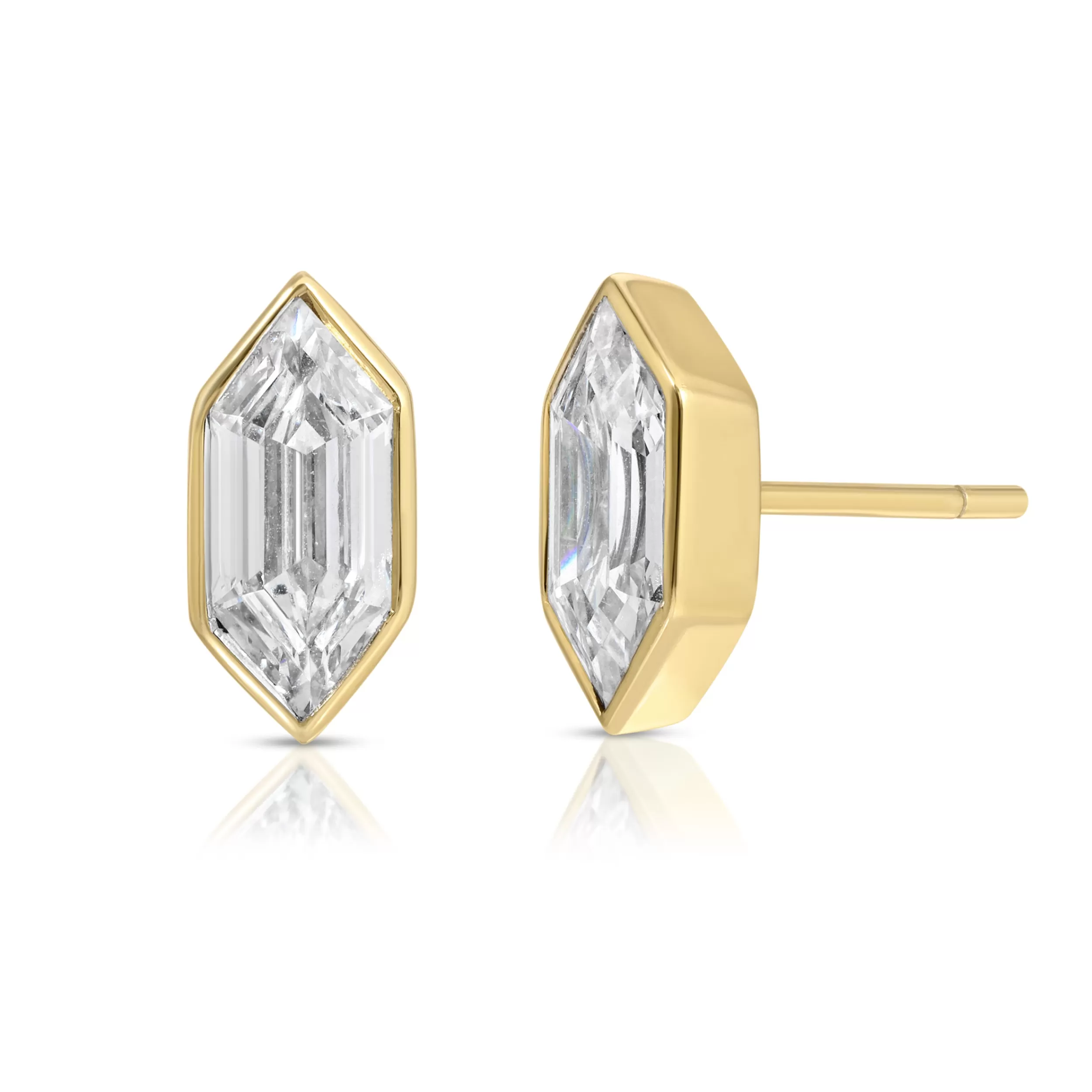 Anita Ko One Of A Kind^ELONGATED HEXAGON CUT BEZELED DIAMOND STUDS