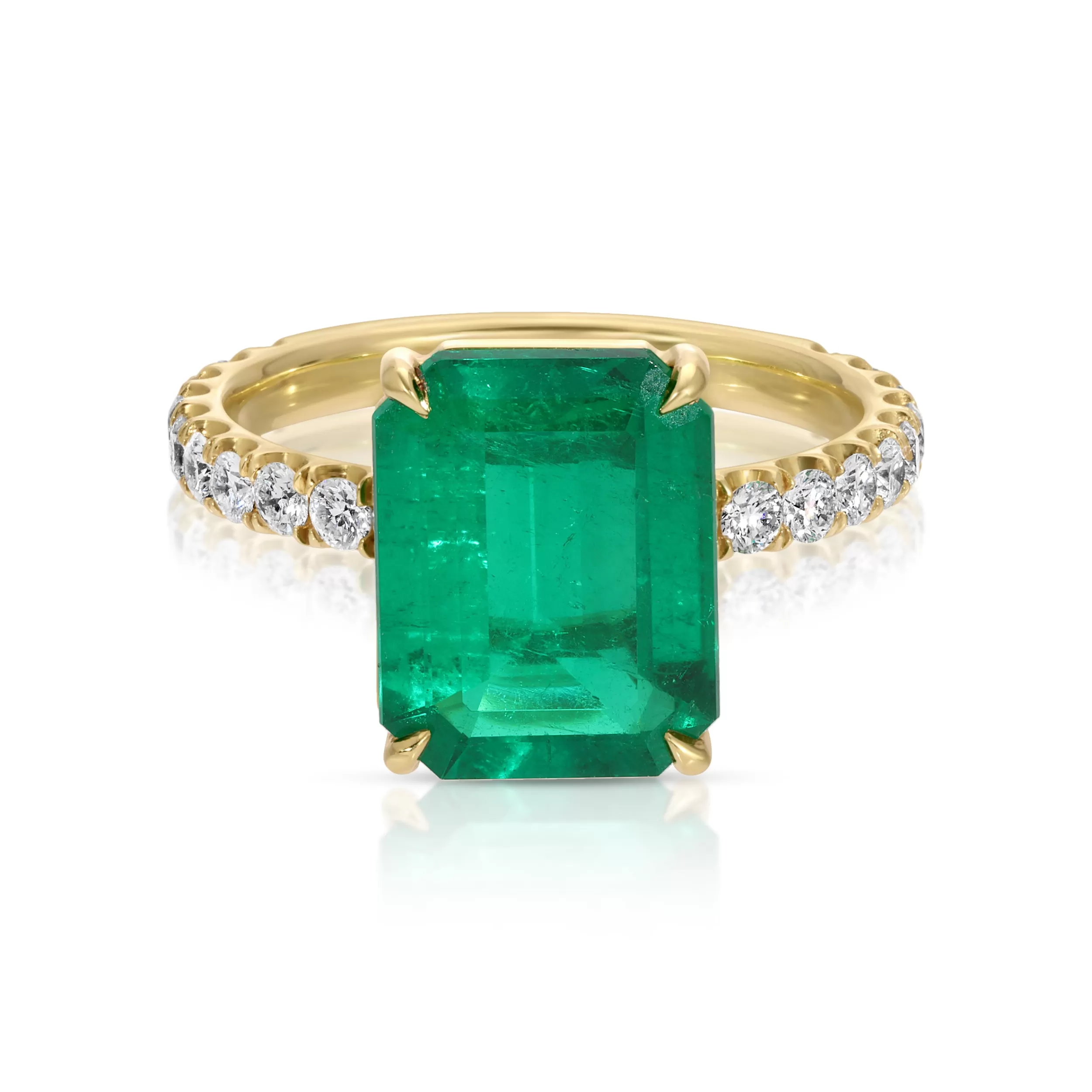 Anita Ko One Of A Kind^EMERALD CUT EMERALD RING WITH DIAMOND BAND