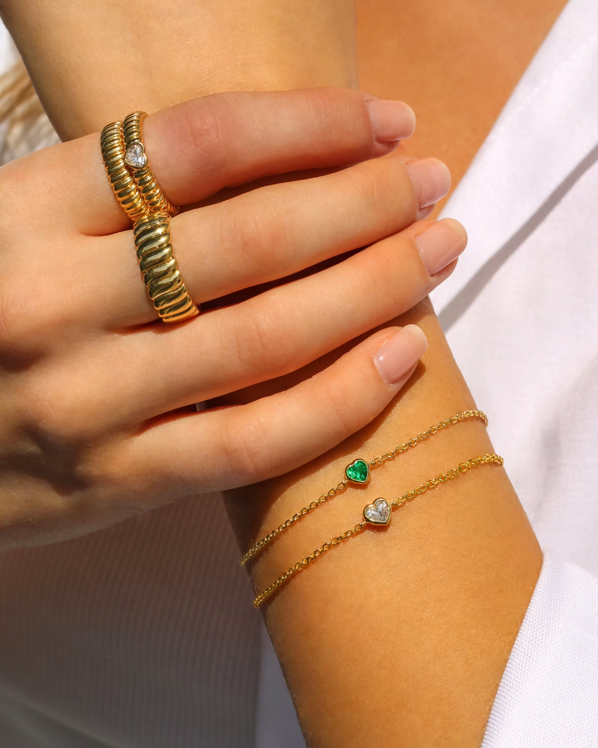 Anita Ko Chain Link^EMERALD HEART CHAIN BRACELET