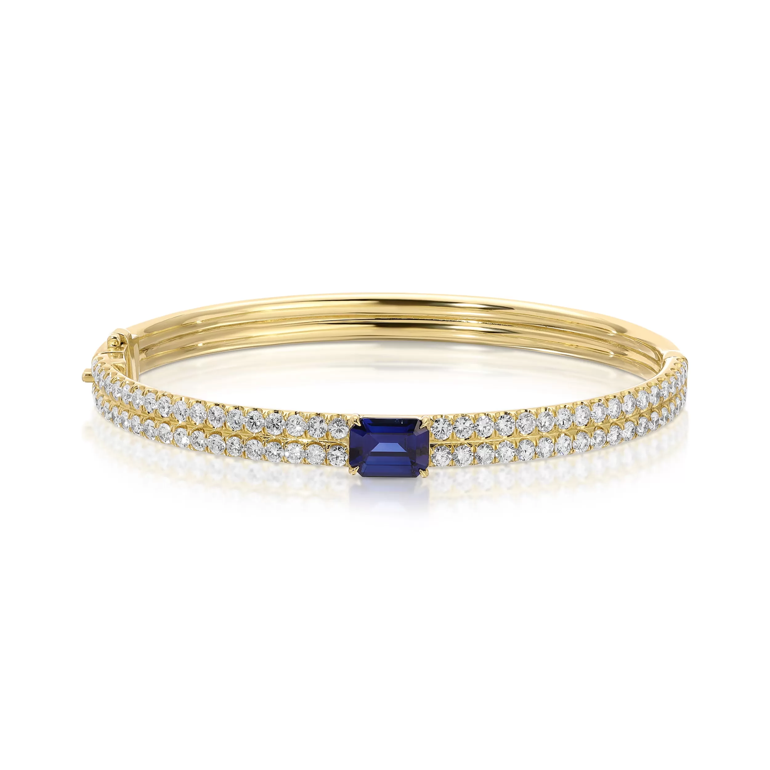 Anita Ko One Of A Kind^GIA DIAMOND BRACELET WITH EMERALD CUT BLUE SAPPHIRE CENTER