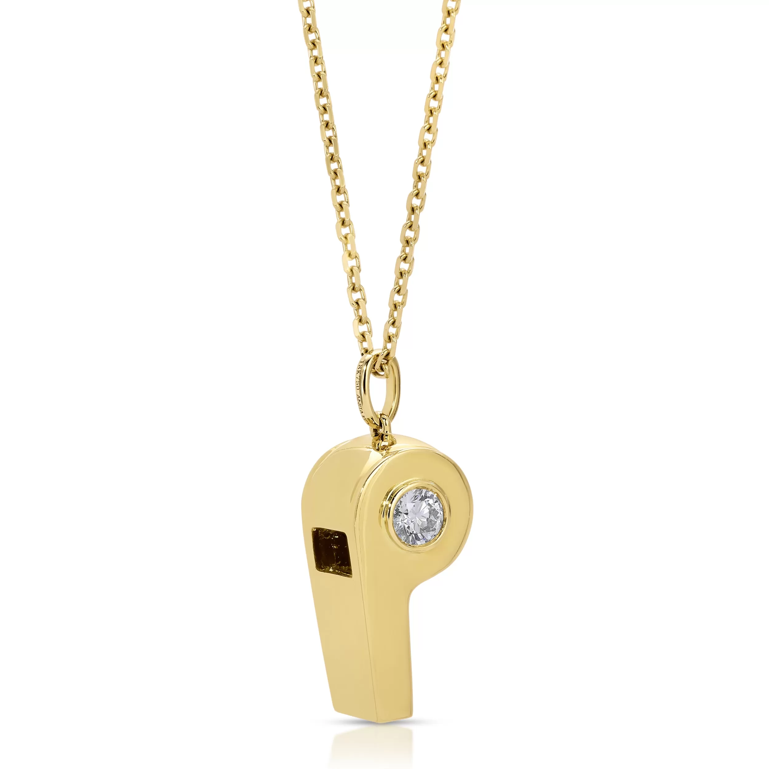 Anita Ko Pendants^GOLD AND ROUND DIAMOND BABY WHISTLE