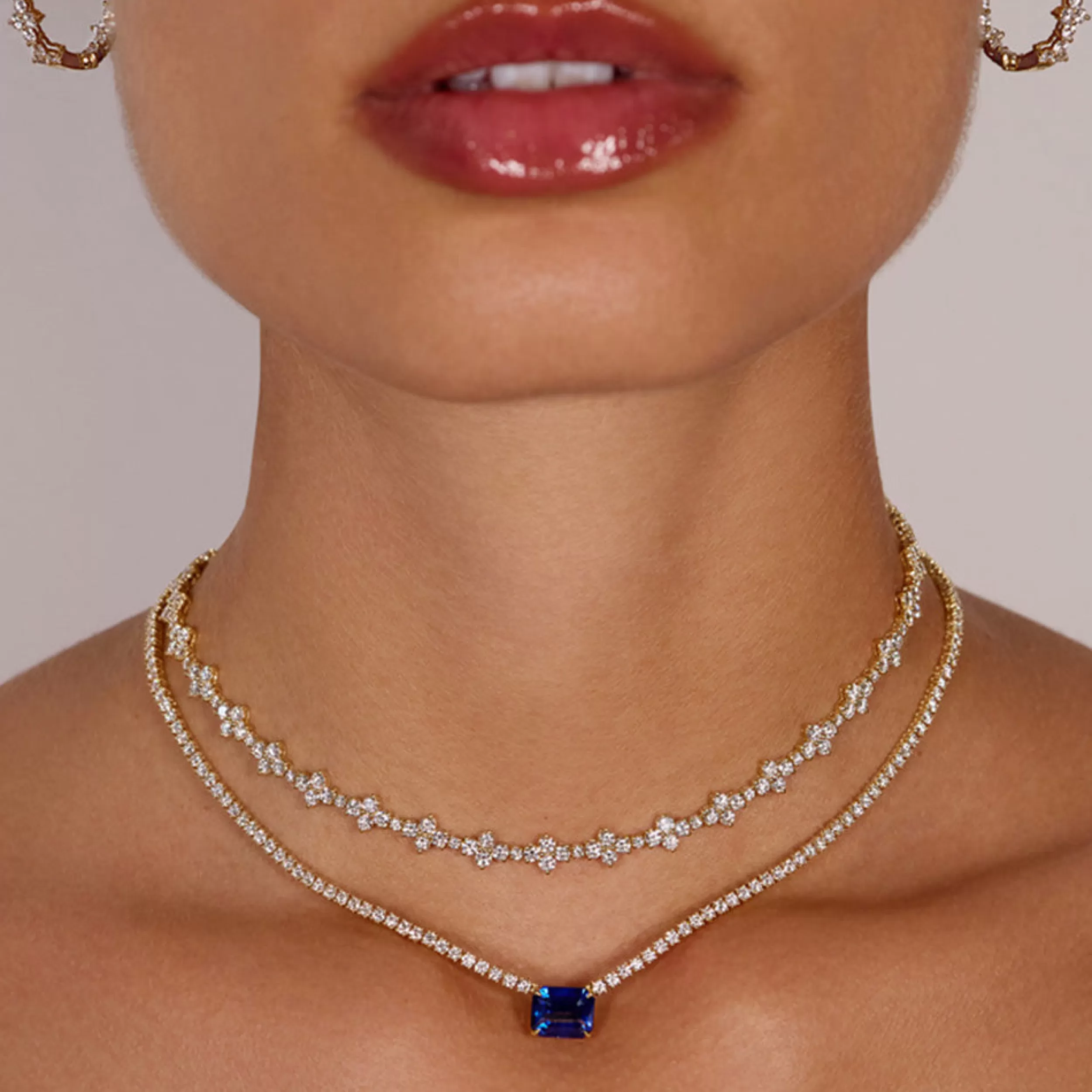 Anita Ko One Of A Kind^HEPBURN CHOKER WITH EMERALD CUT BLUE SAPPHIRE CENTER