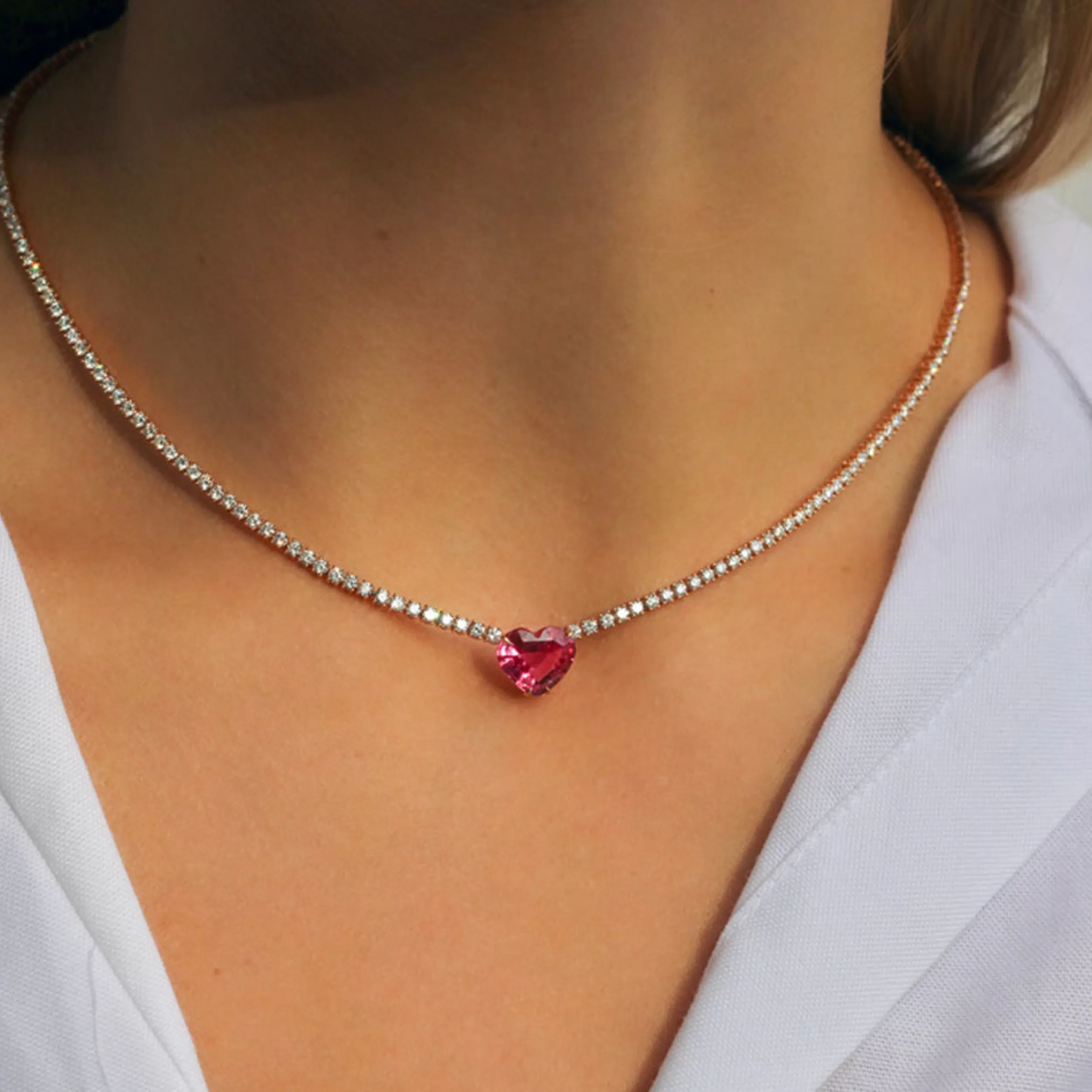 Anita Ko One Of A Kind^HEPBURN CHOKER WITH RUBY HEART CENTER