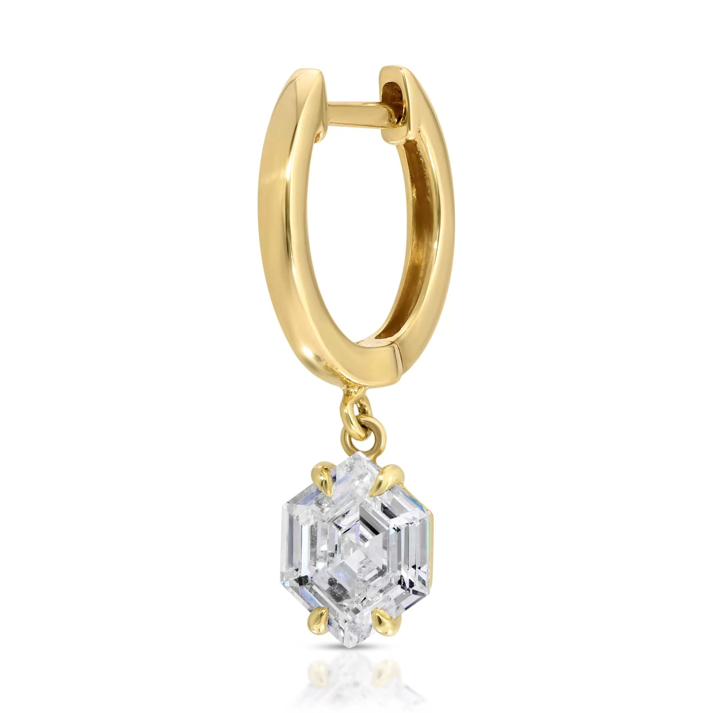 Anita Ko One Of A Kind^HUGGIE WITH STEP CUT HEXAGON DIAMOND DROP .63