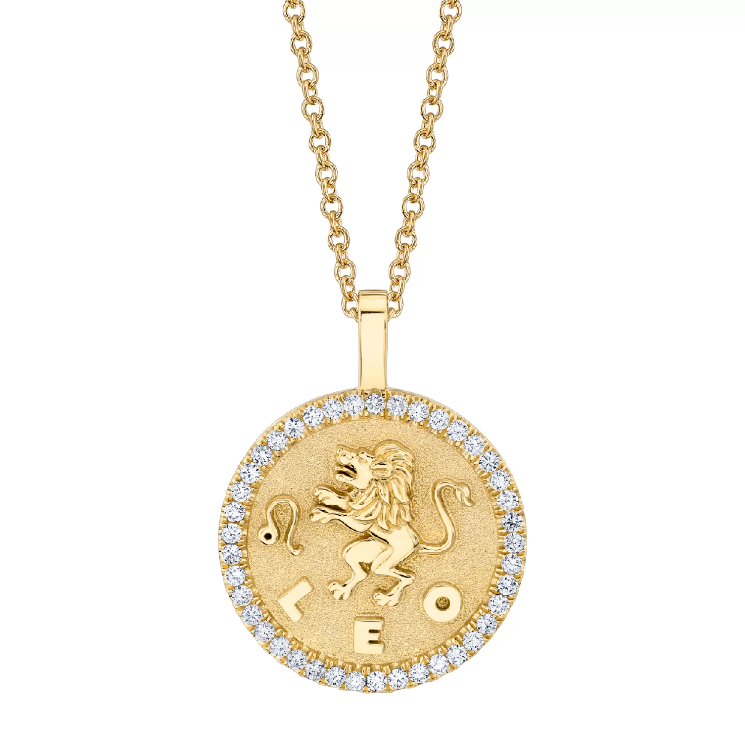 Anita Ko Pendants | Zodiac Coins^LEO ZODIAC COIN PENDANT WITH DIAMOND FRAME