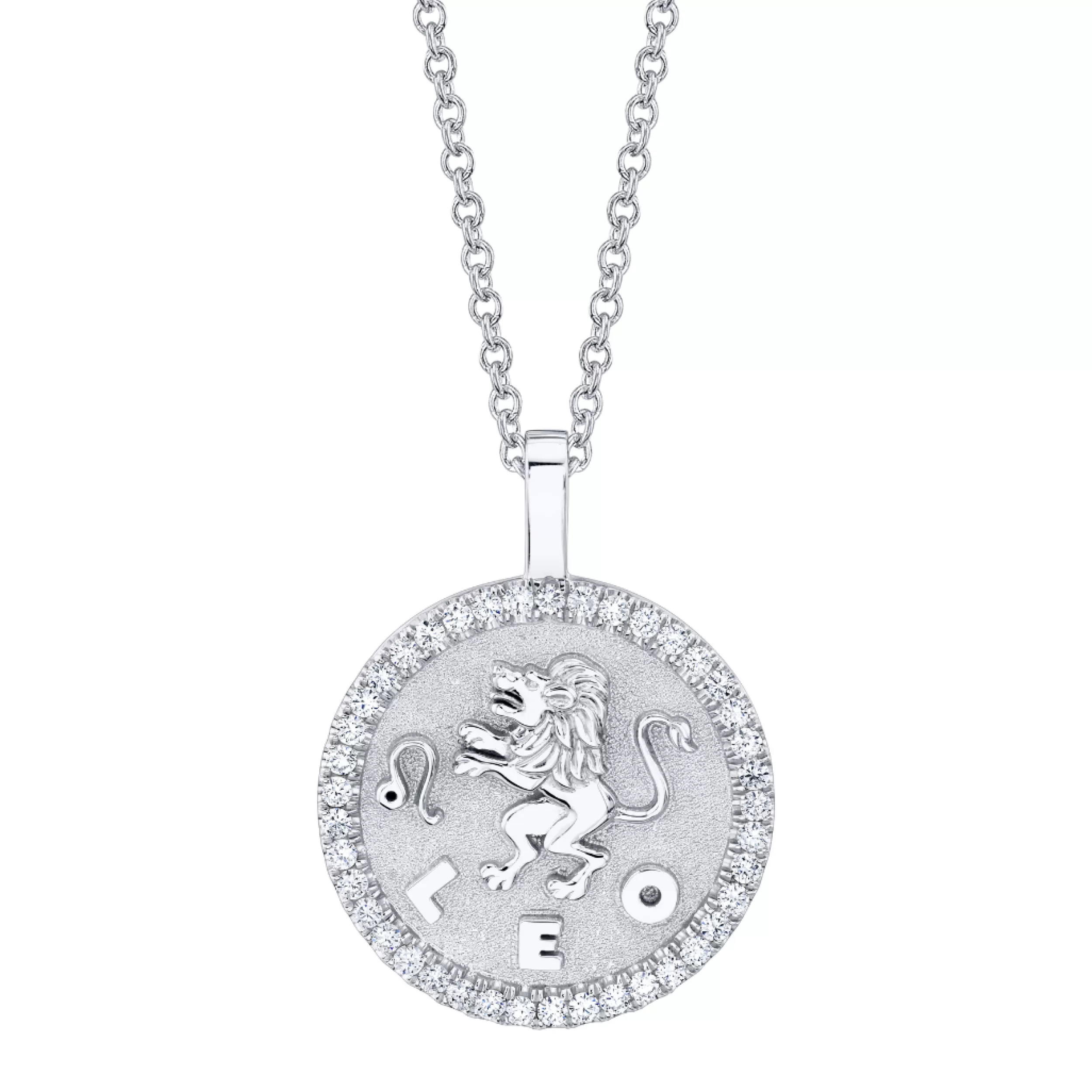 Anita Ko Pendants | Zodiac Coins^LEO ZODIAC COIN PENDANT WITH DIAMOND FRAME