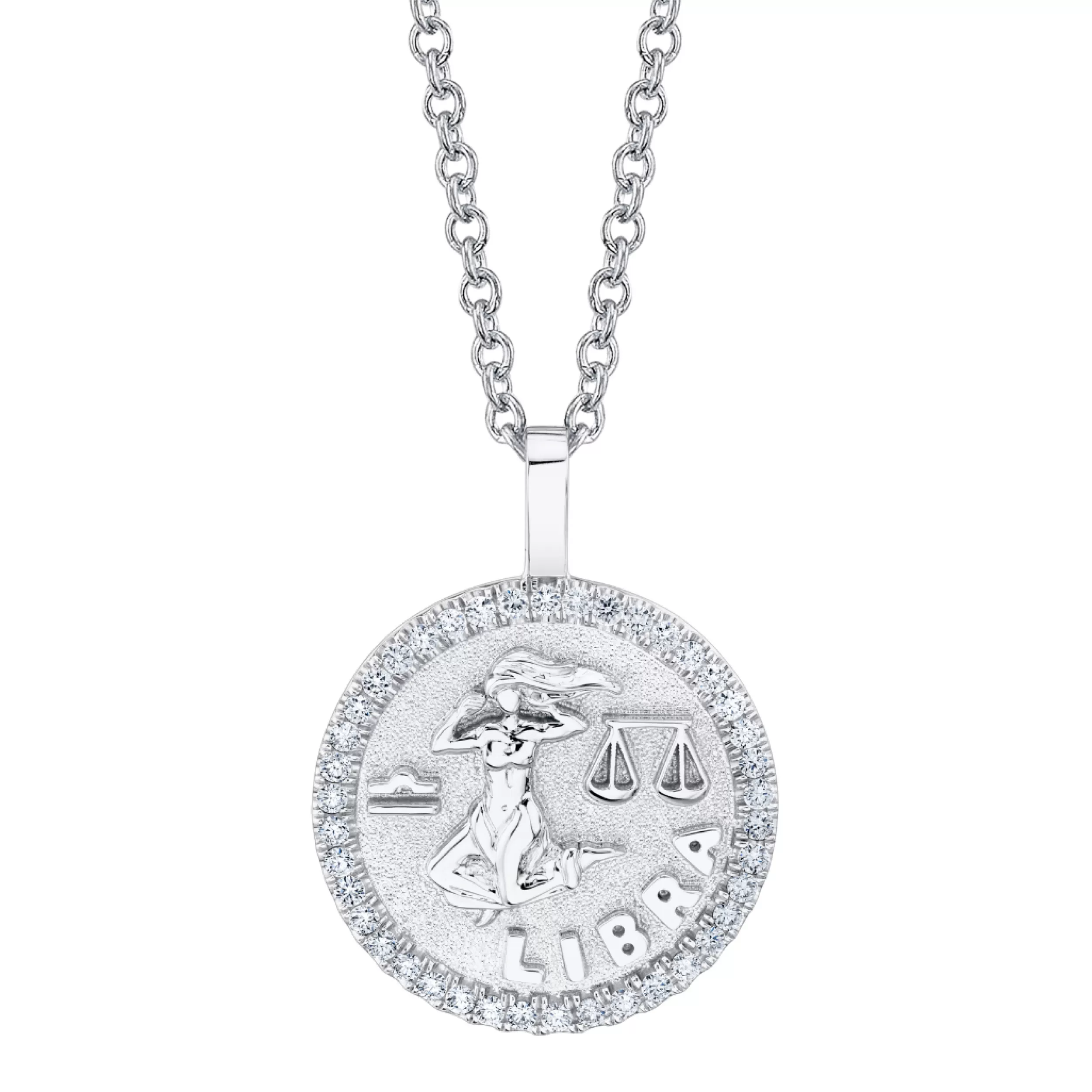 Anita Ko Pendants | Zodiac Coins^LIBRA ZODIAC COIN PENDANT WITH DIAMOND FRAME