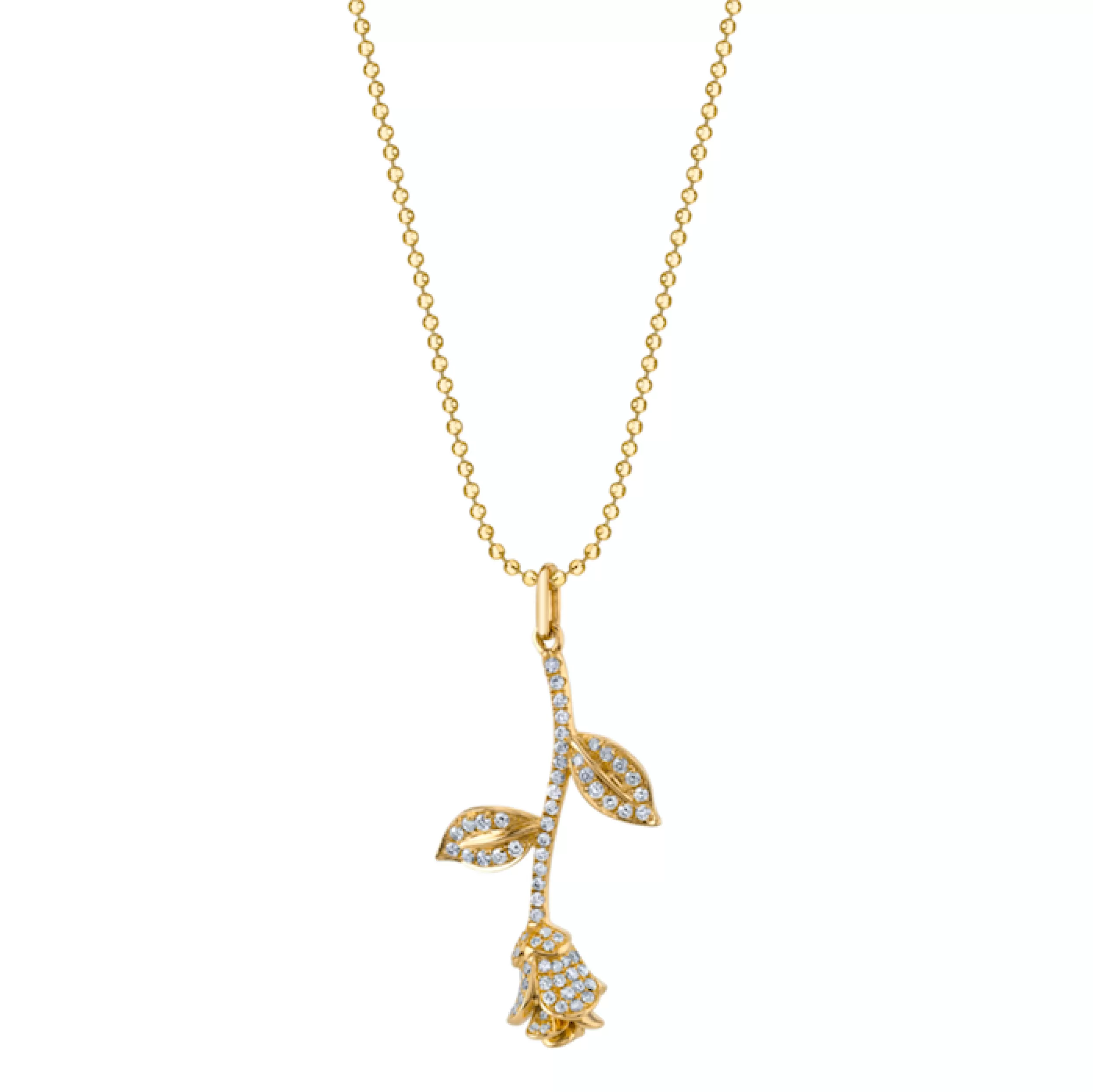 Anita Ko Pendants^LONG STEM ROSE DIAMOND NECKLACE