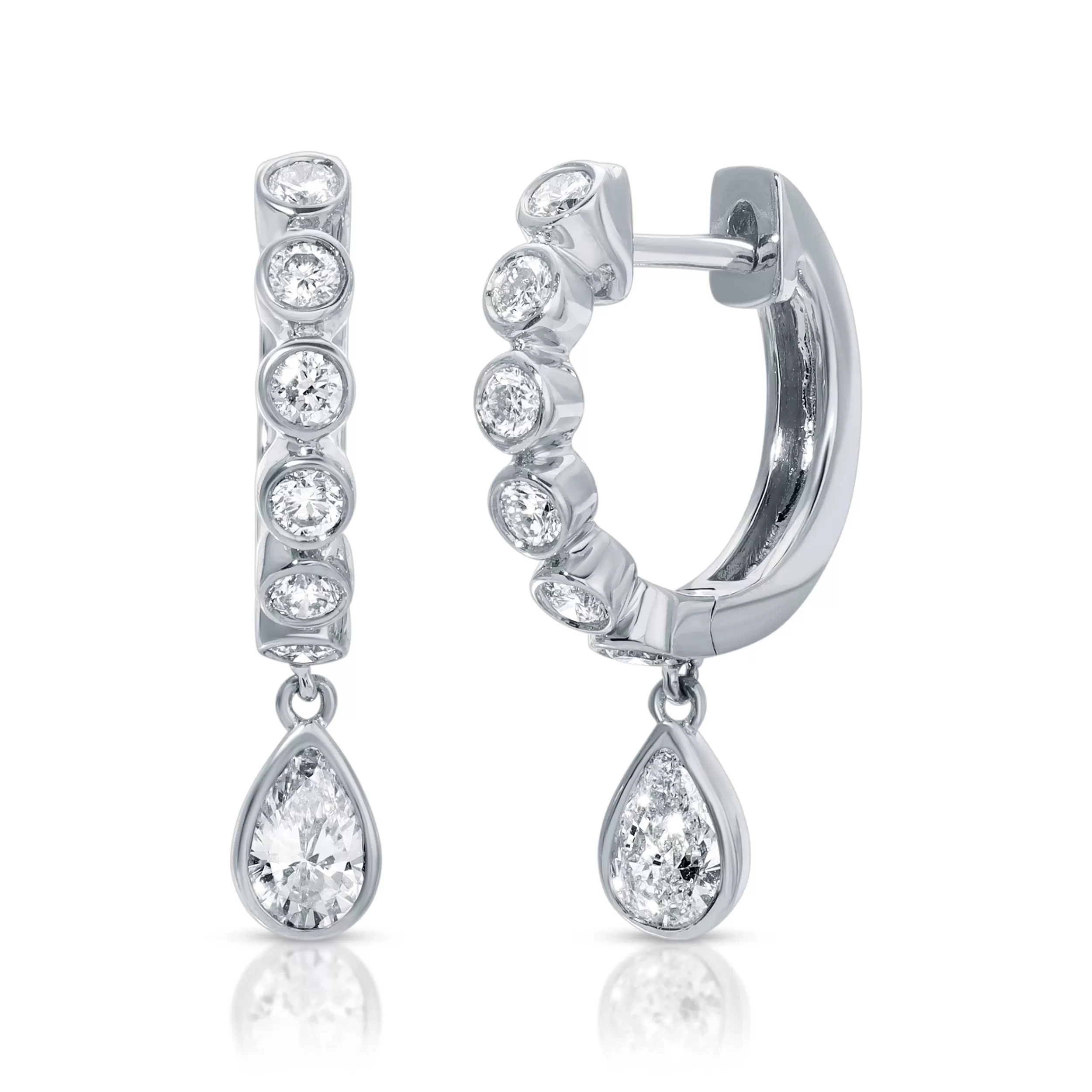 Anita Ko Huggies^MELROSE BEZELED HUGGIES WITH PEAR DIAMOND DROP