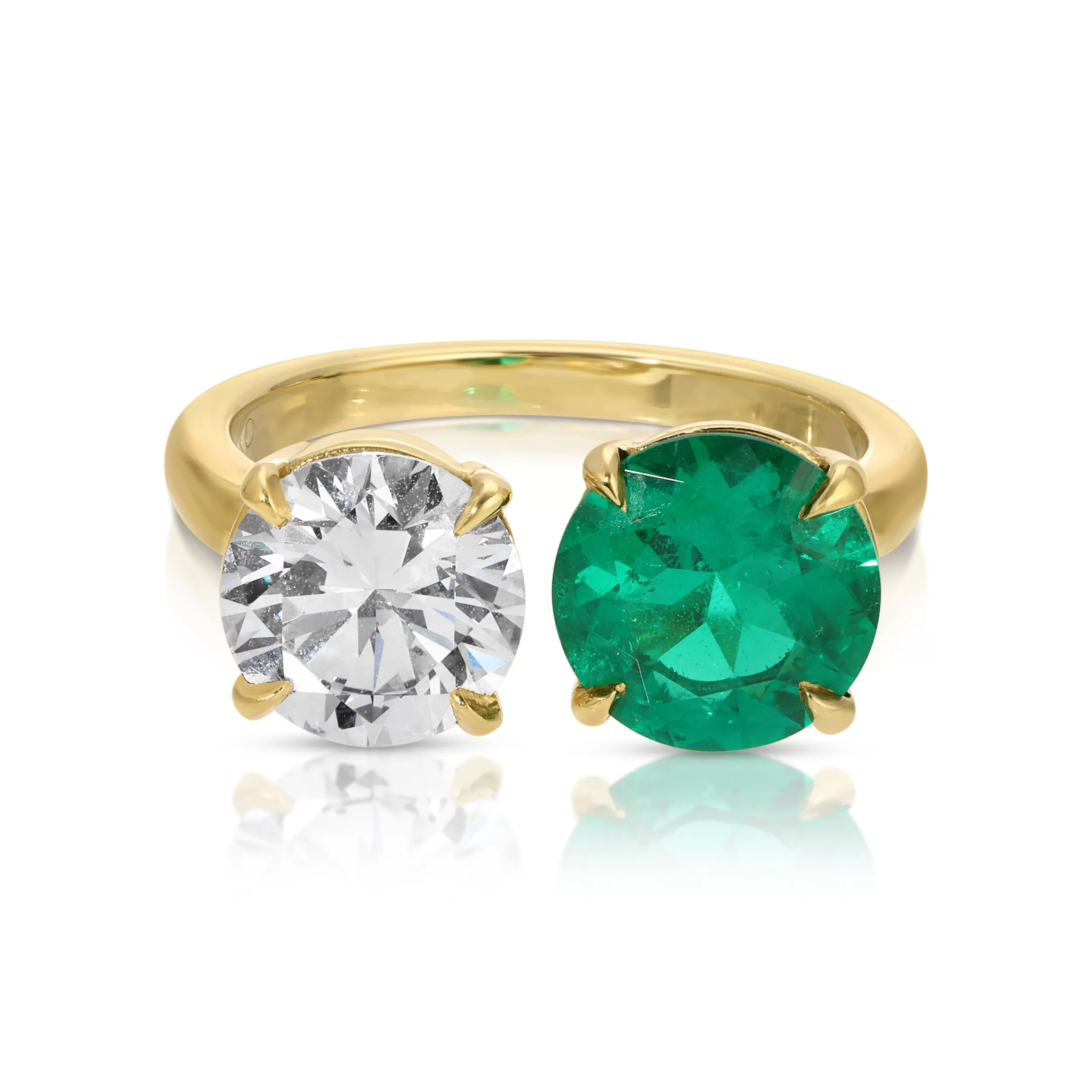 Anita Ko One Of A Kind^MOI ET TOI ROUND EMERALD AND DIAMOND RING