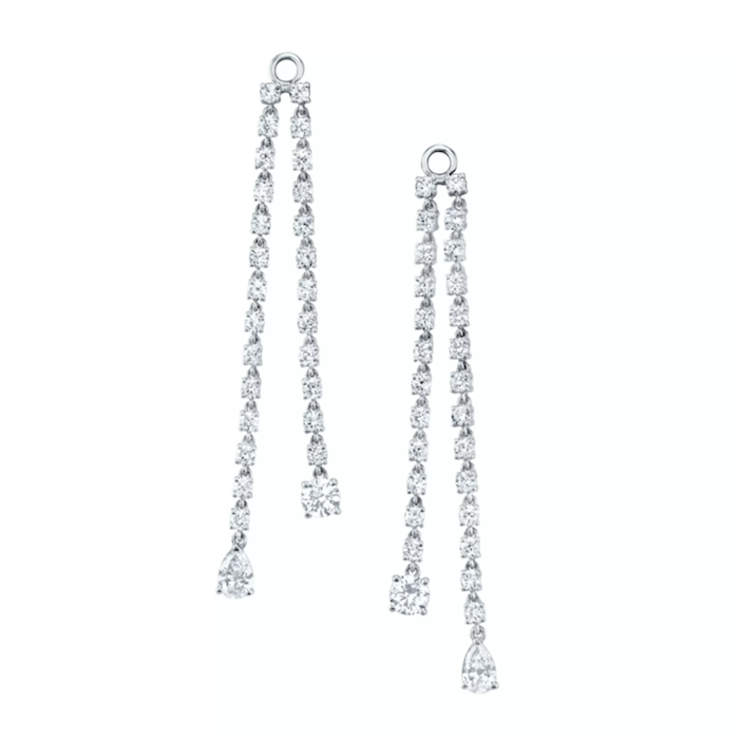 Anita Ko Long^PAIR OF DOUBLE DRAPED DIAMOND ROPE EARRINGS WITH ROUND AND PEAR DIAMOND DROPS
