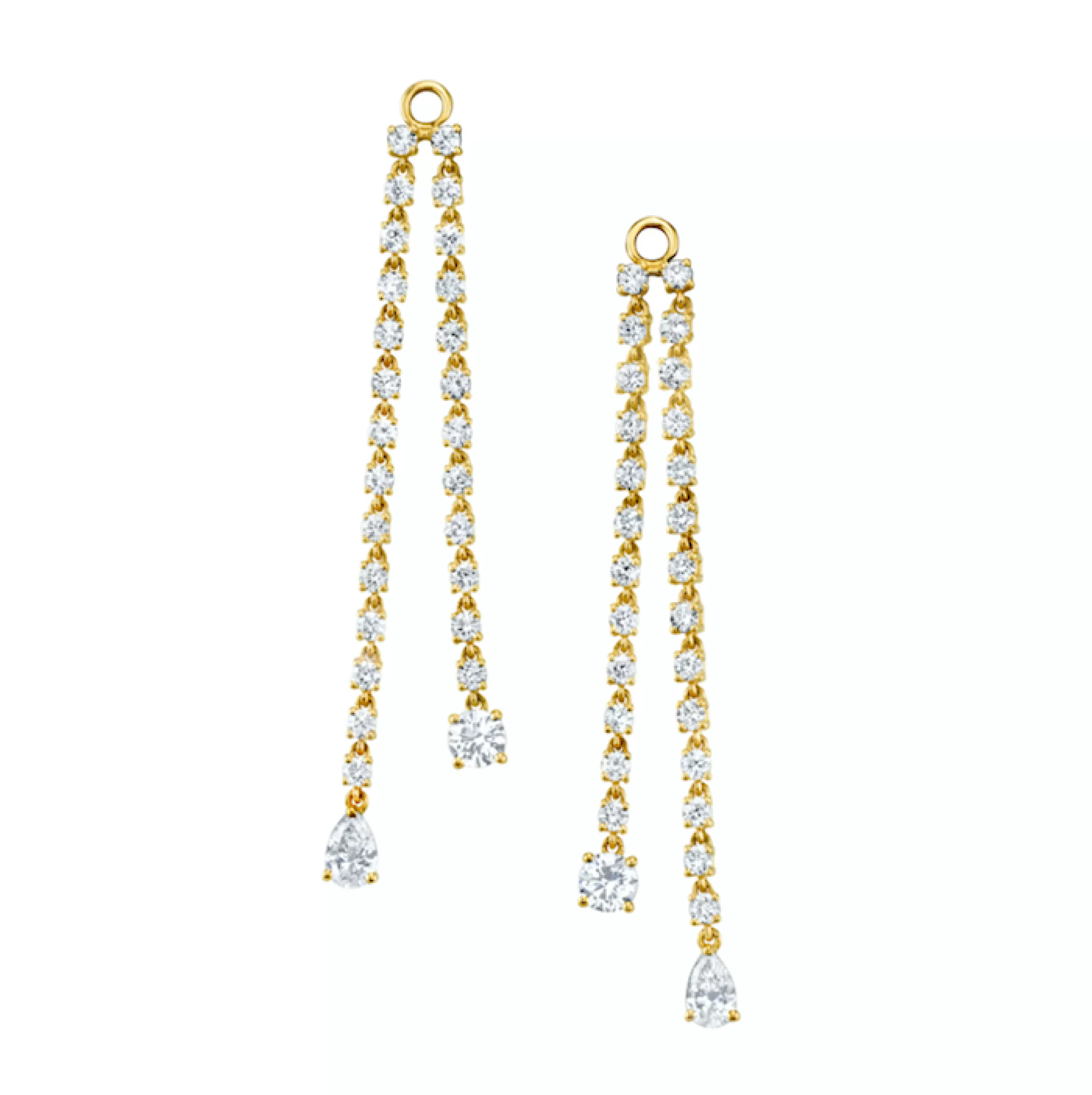 Anita Ko Long^PAIR OF DOUBLE DRAPED DIAMOND ROPE EARRINGS WITH ROUND AND PEAR DIAMOND DROPS