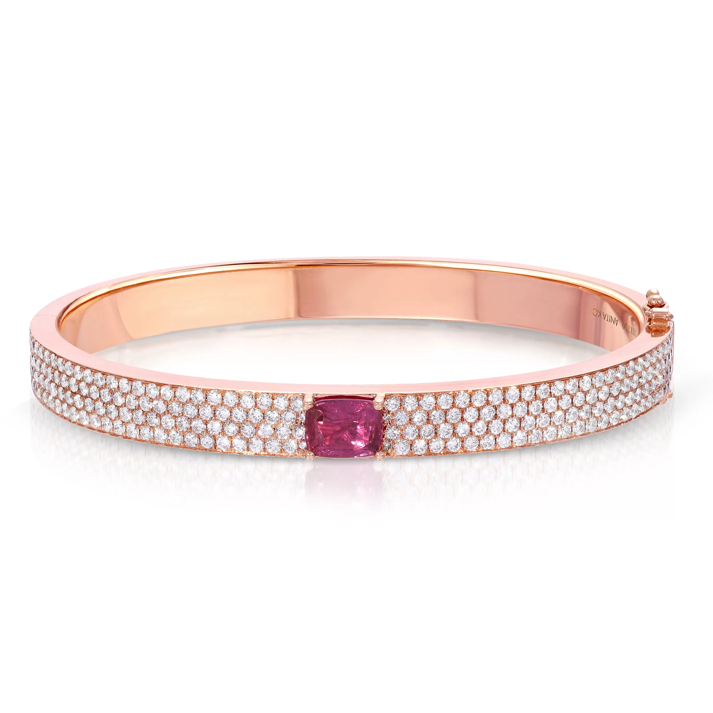 Anita Ko One Of A Kind^PAVÉ DIAMOND OVAL BRACELET WITH CUSHION CUT RUBY CENTER