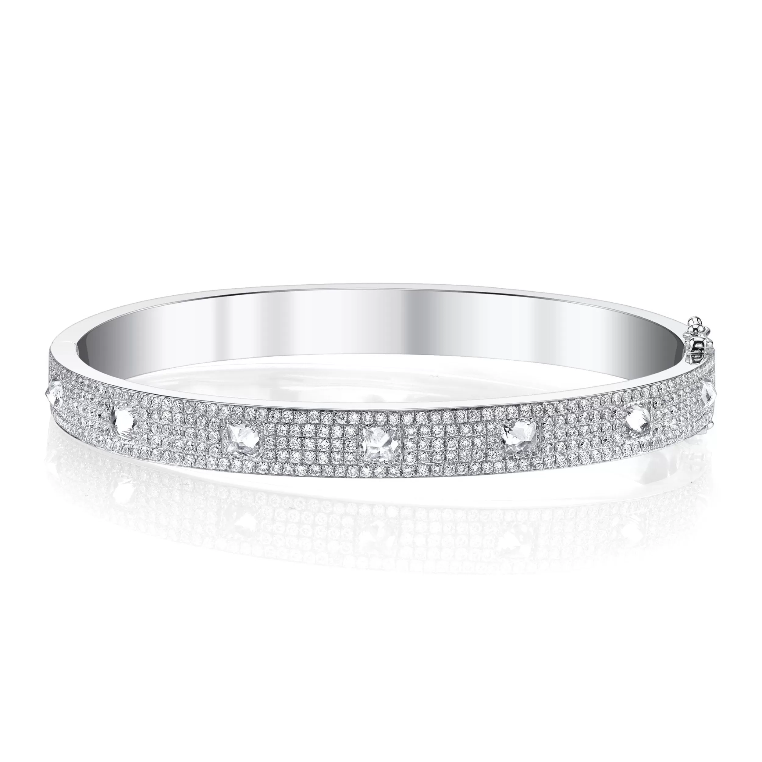 Anita Ko Bangles^PAVE DIAMOND INVERTED PRINCESS CUT OVAL BRACELET