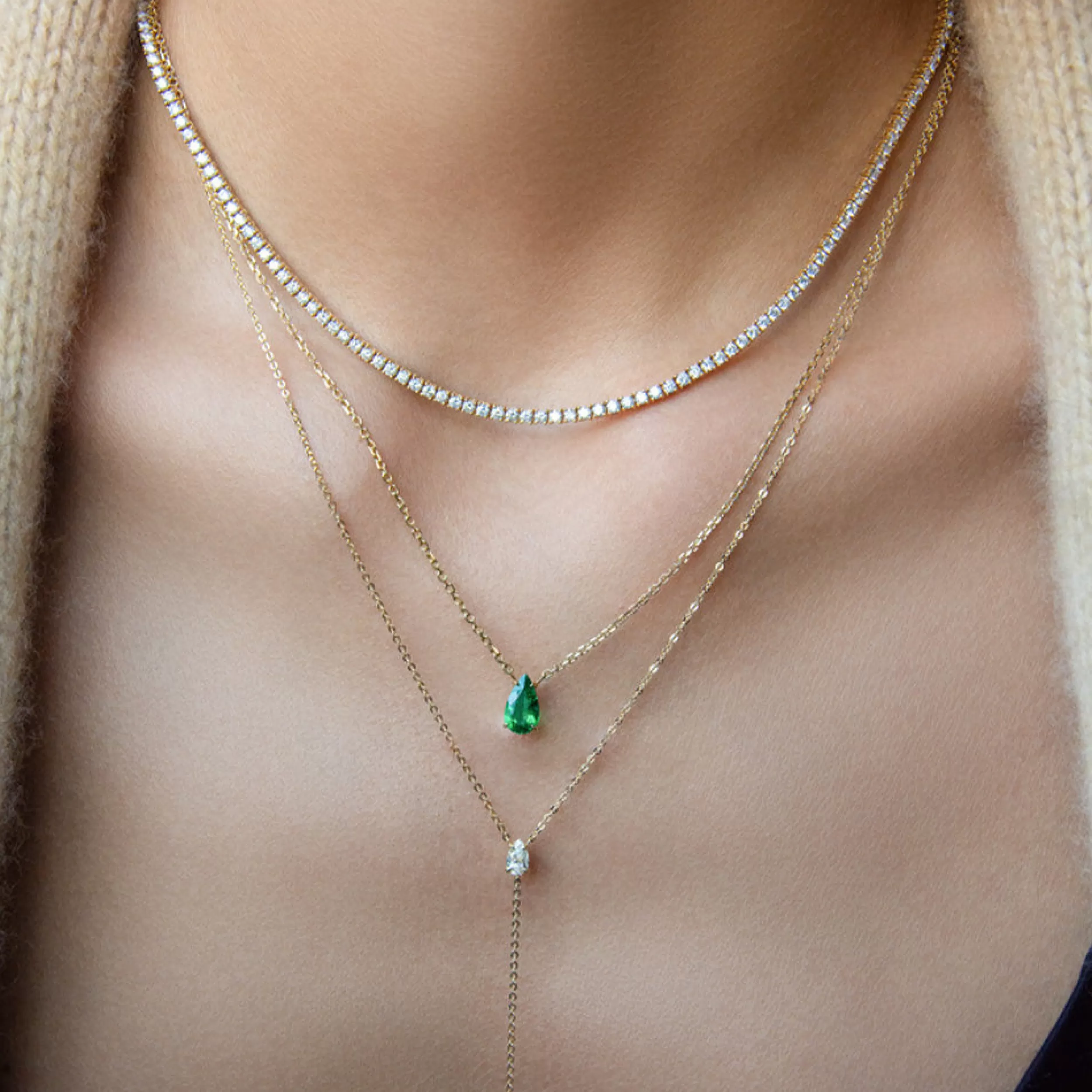 Anita Ko One Of A Kind^PEAR EMERALD NECKLACE