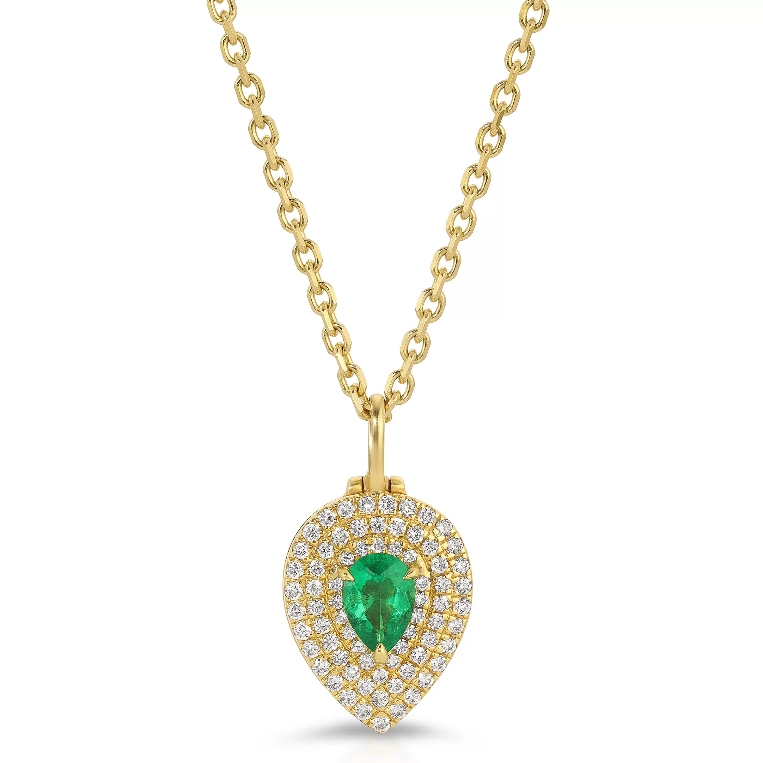 Anita Ko Pendants^PEAR SHAPED DIAMOND LOULOU LOCKET WITH PEAR SHAPED EMERALD