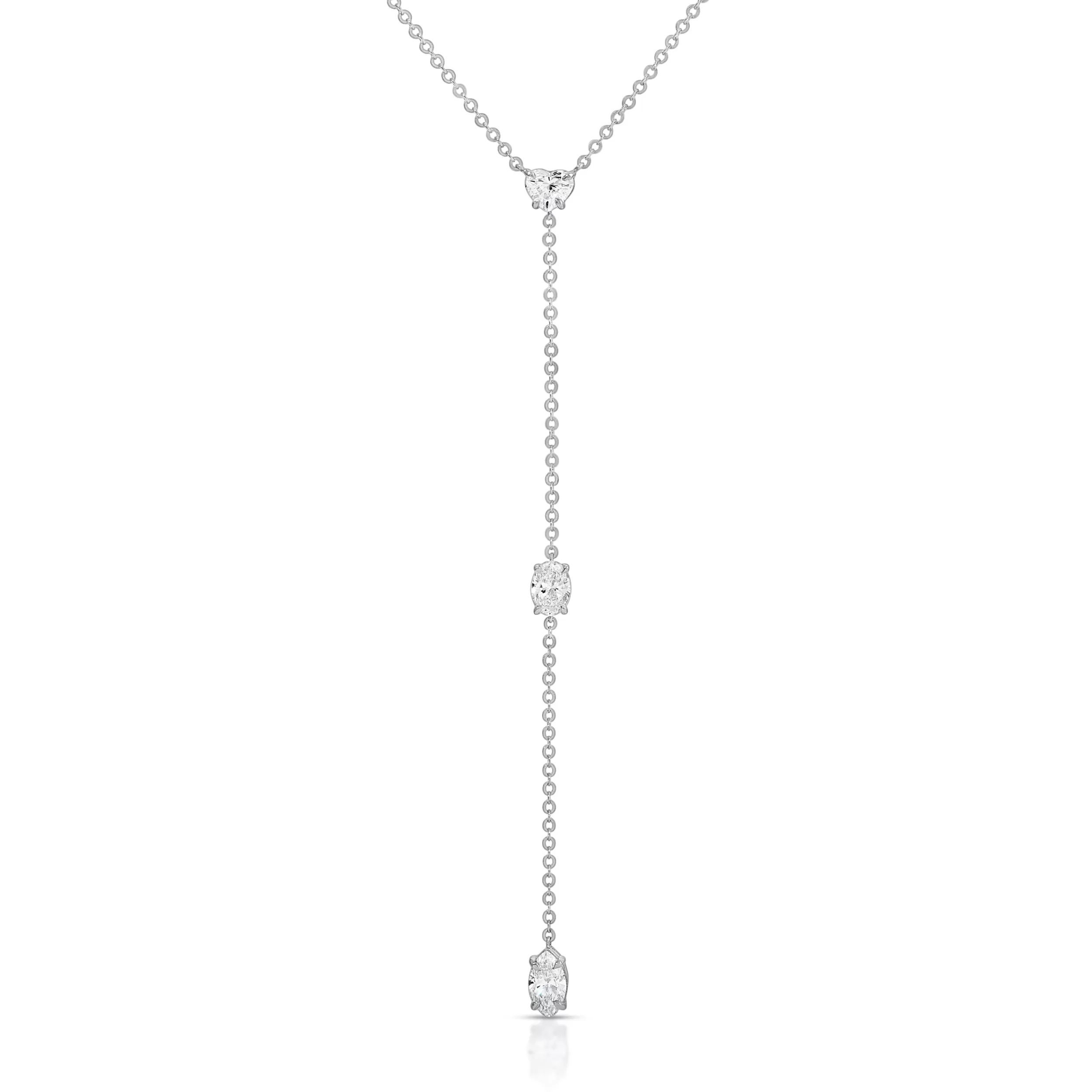 Anita Ko Lariats^SHORT LARIAT WITH HEART, OVAL AND MARQUISE DIAMONDS