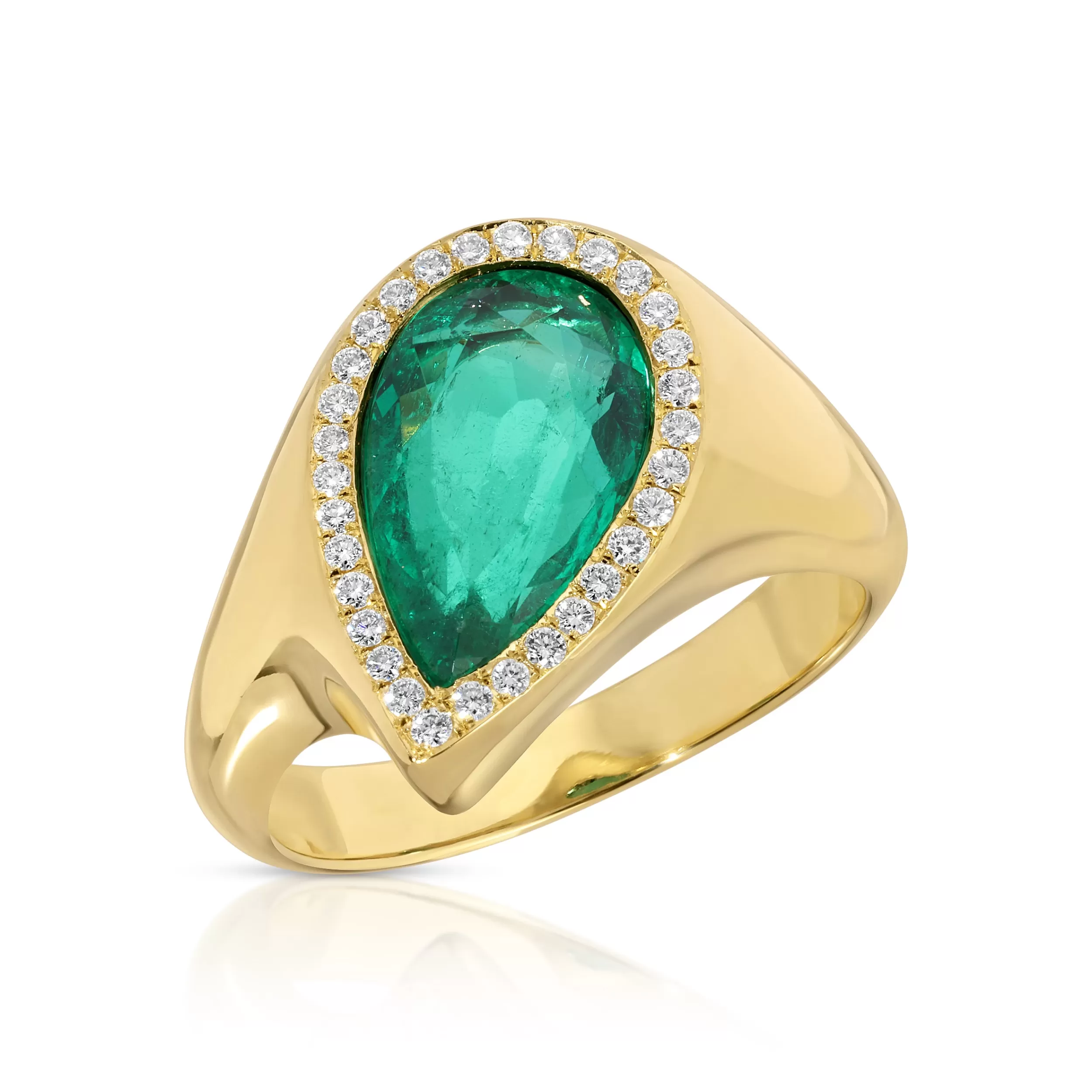 Anita Ko One Of A Kind^SIDEWAYS COLOMBIAN PEAR EMERALD AND PAVE DIAMOND RING