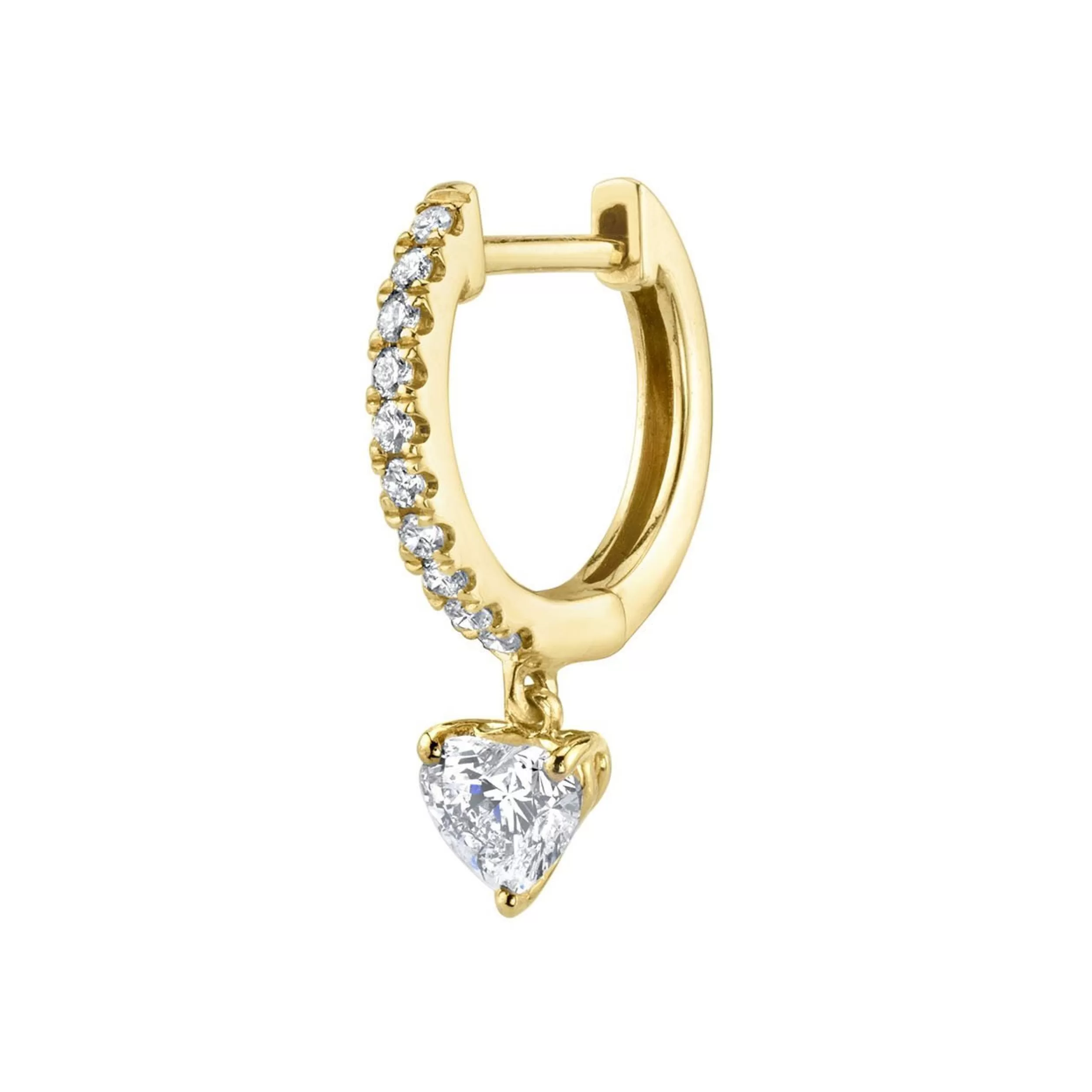 Anita Ko Huggies^SINGLE DIAMOND HUGGIE WITH DIAMOND HEART DROP