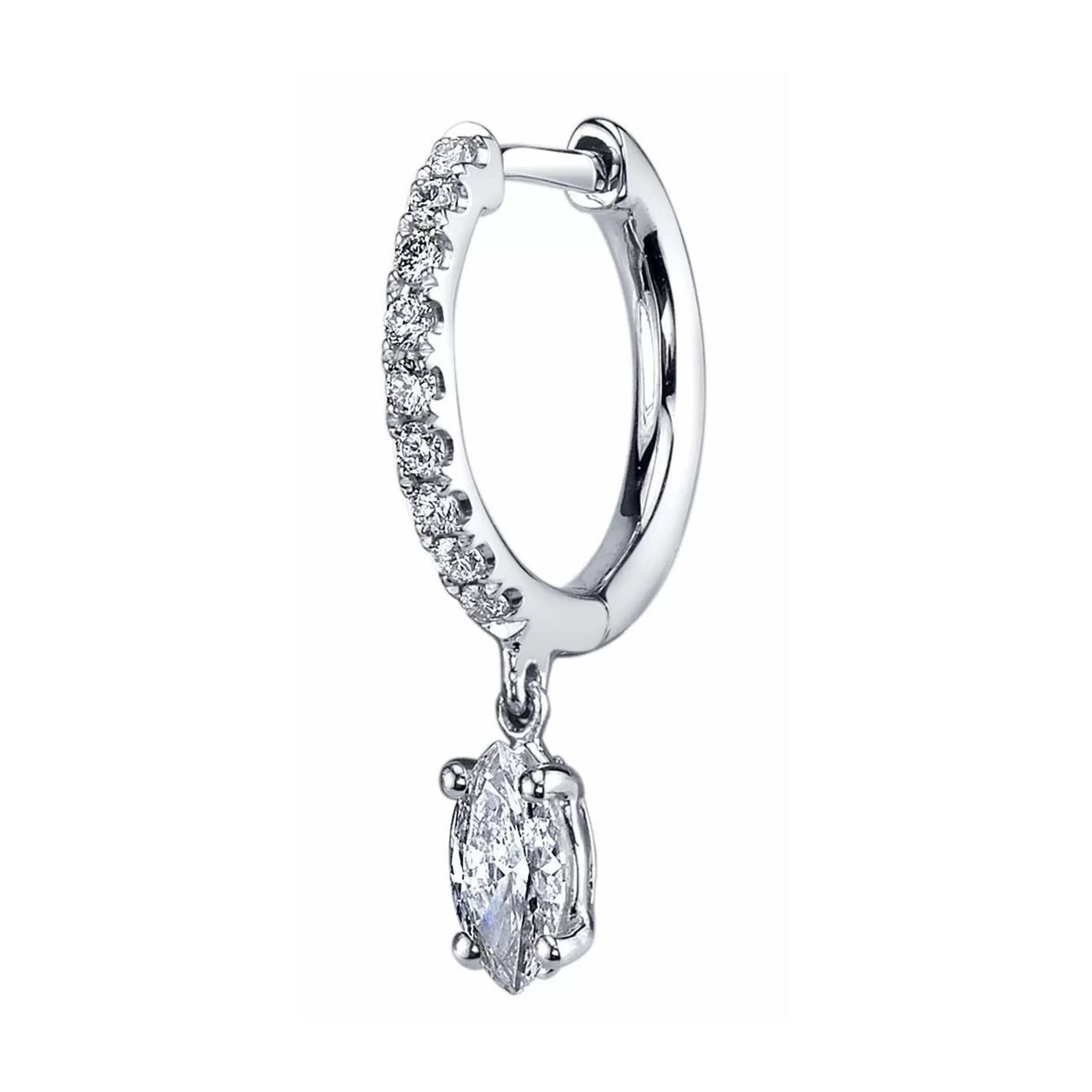 Anita Ko Huggies^SINGLE DIAMOND HUGGIE WITH MARQUISE DIAMOND DROP