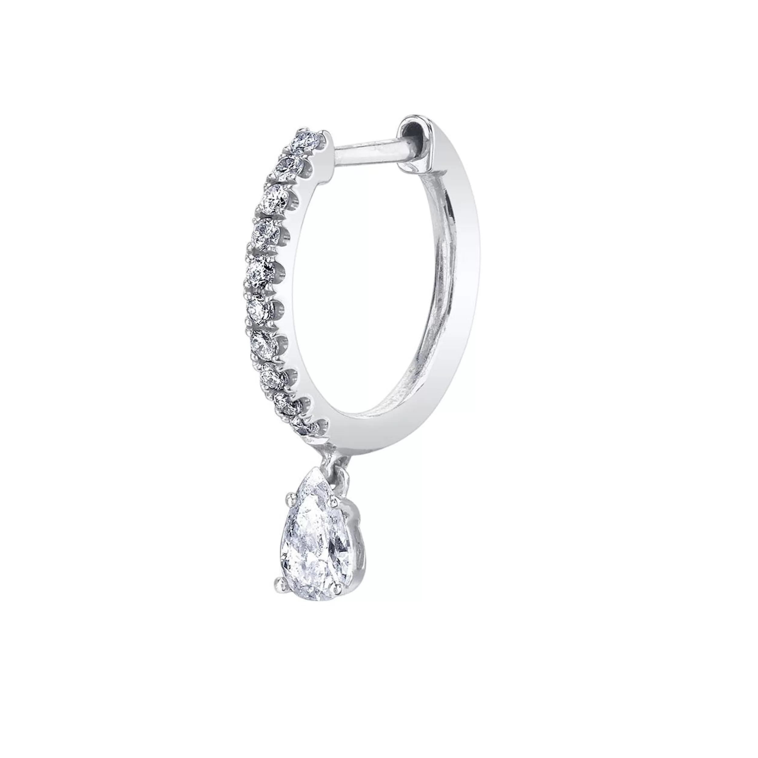 Anita Ko Huggies^SINGLE DIAMOND HUGGIE WITH PEAR DIAMOND DROP