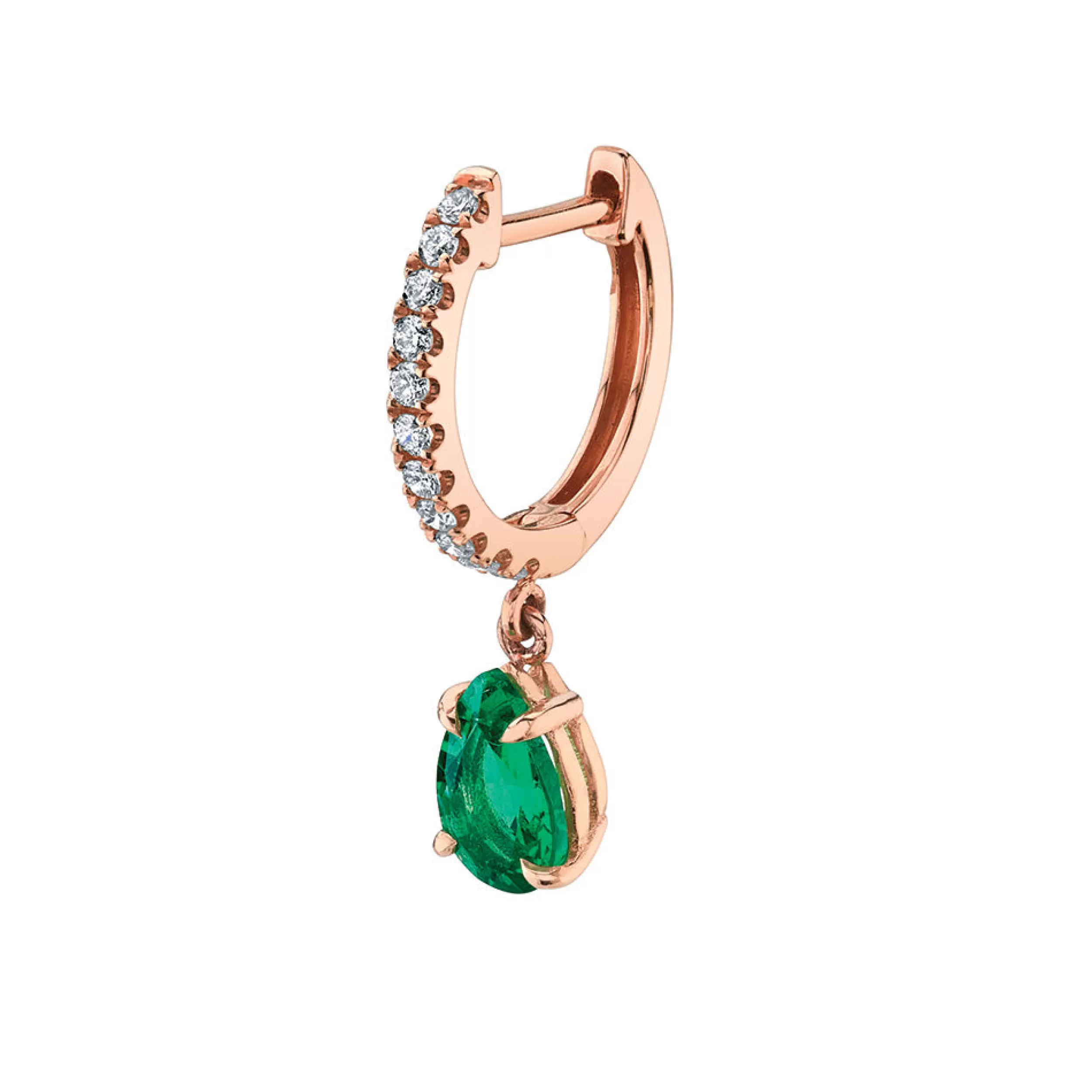 Anita Ko Huggies^SINGLE DIAMOND HUGGIE WITH PEAR-SHAPED EMERALD DROP