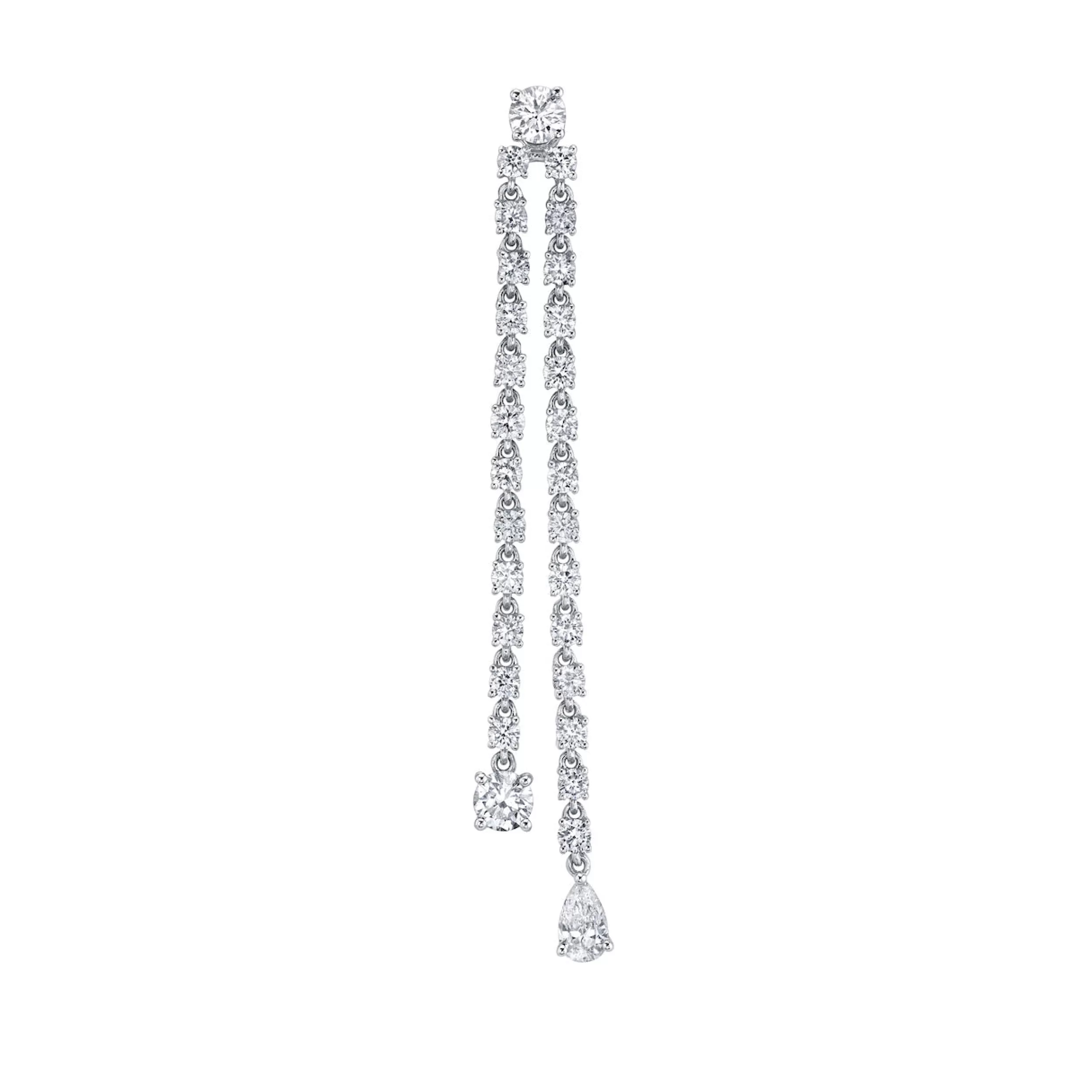 Anita Ko Long^SINGLE DOUBLE DRAPED DIAMOND ROPE EARRING WITH ROUND AND PEAR DIAMOND DROPS