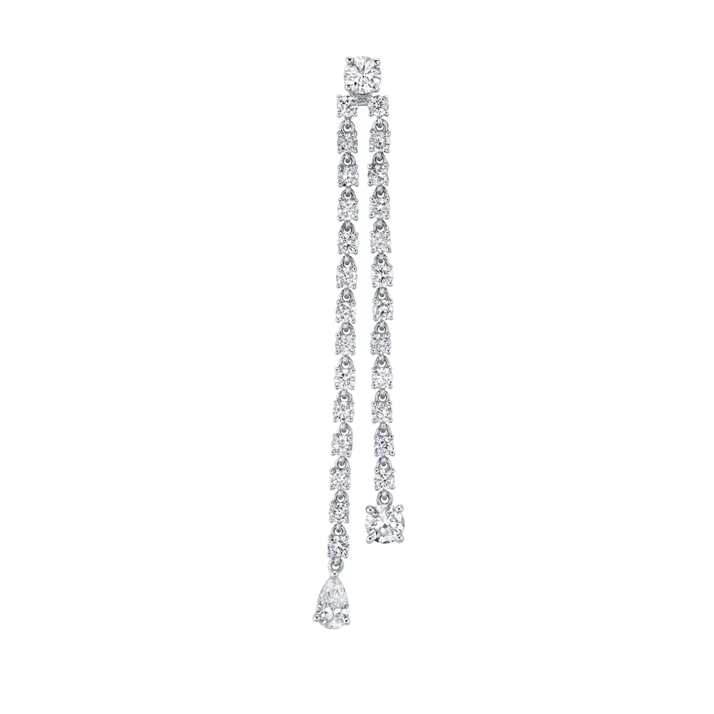 Anita Ko Long^SINGLE DOUBLE DRAPED DIAMOND ROPE EARRING WITH ROUND AND PEAR DIAMOND DROPS