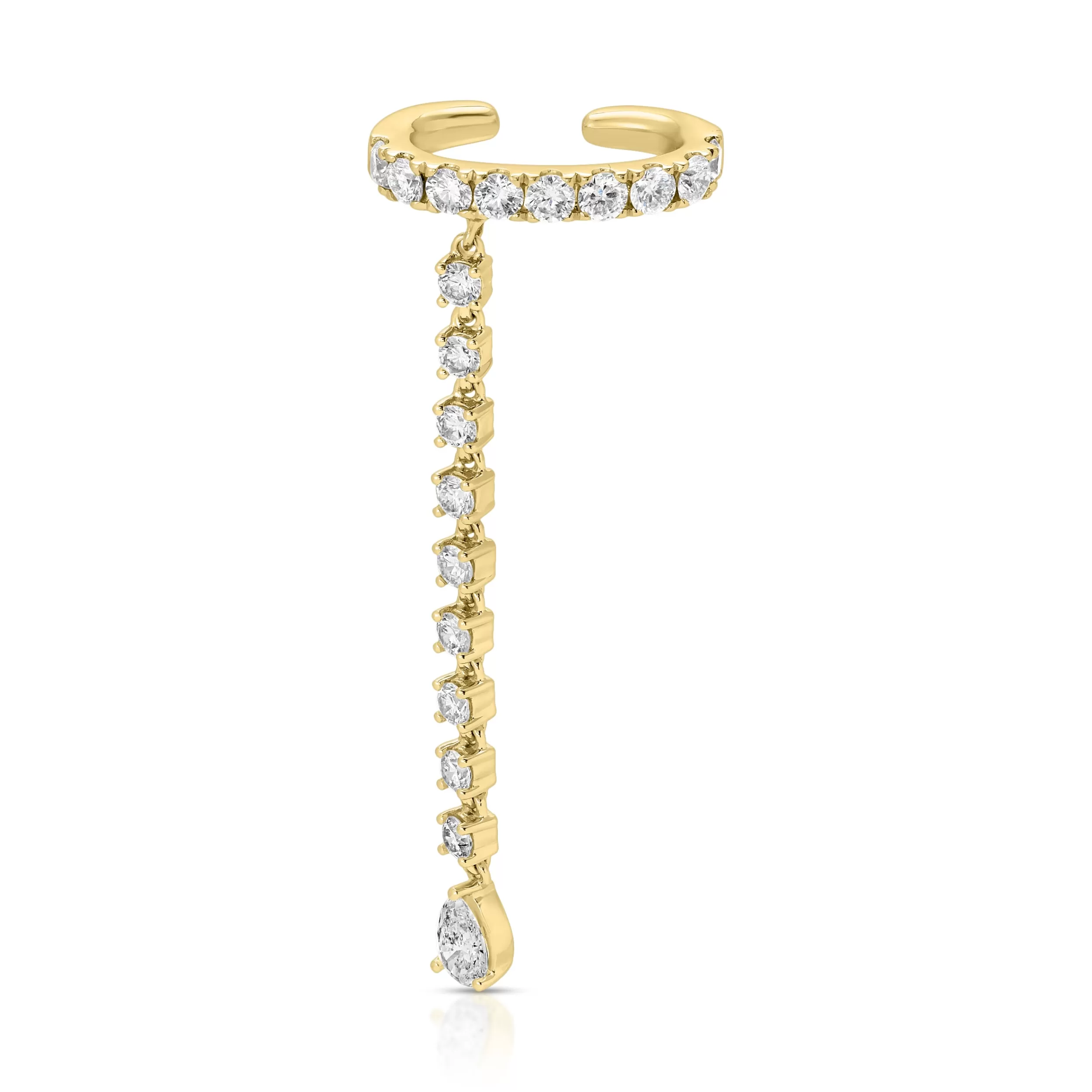 Anita Ko Ear Cuffs^SINGLE ROW DIAMOND EAR CUFF WITH ROUND AND PEAR DIAMOND DROPS