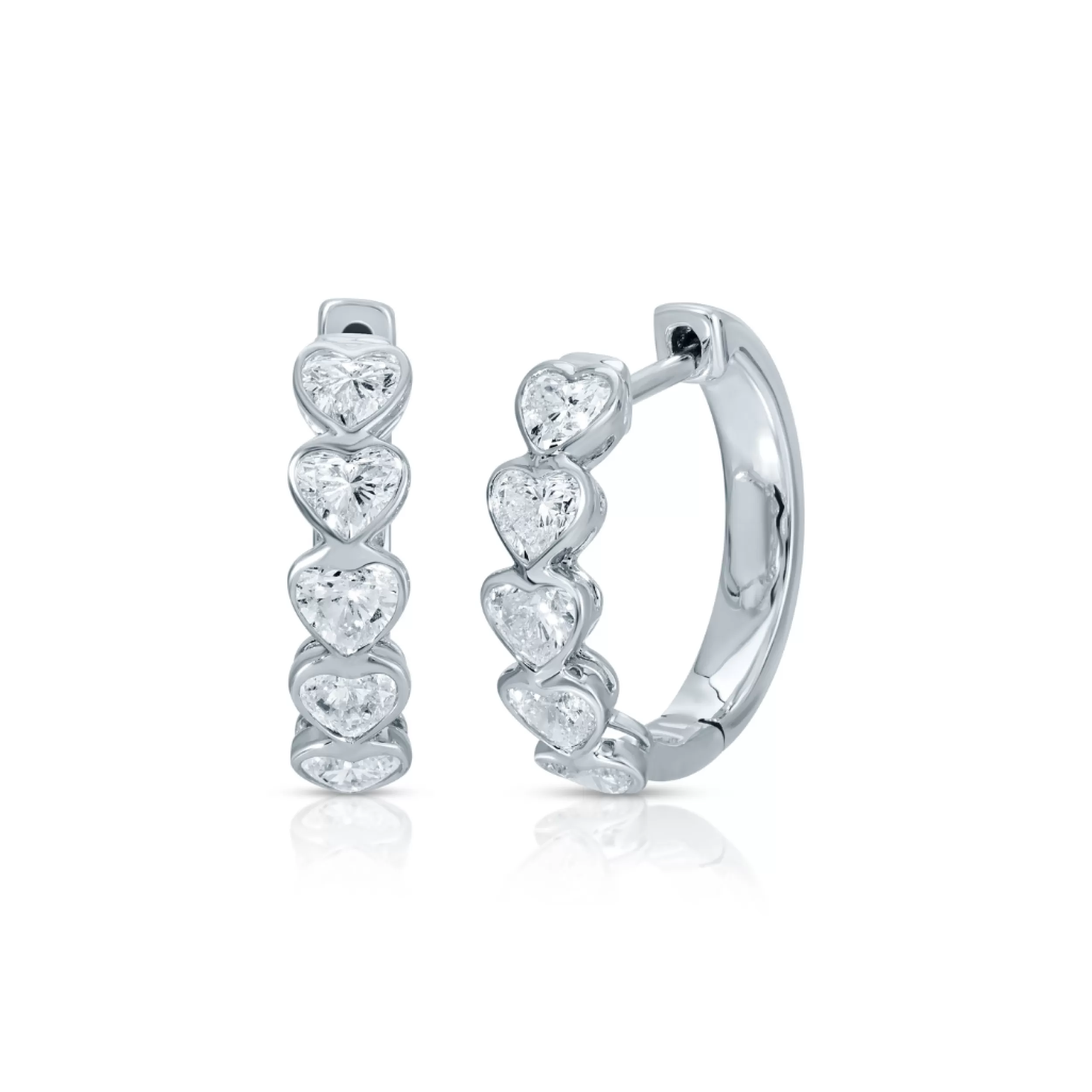 Anita Ko Huggies^SMALL BEZEL HEART DIAMOND HOOPS