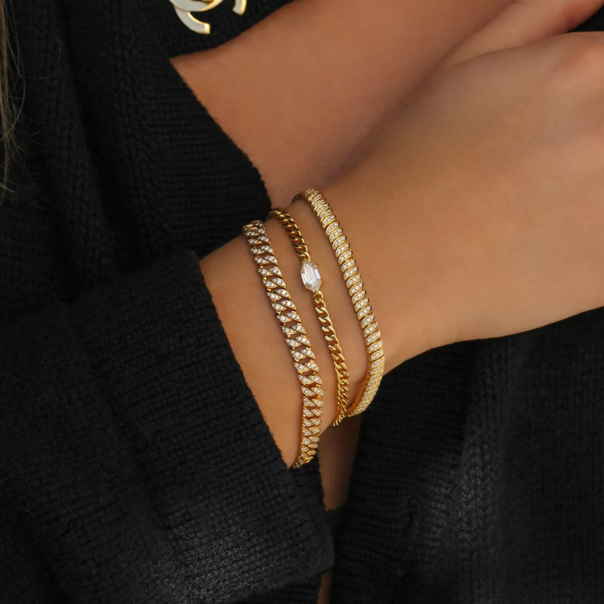 Anita Ko One Of A Kind^SMALL CUBAN LINK BRACELET WITH ELONGATED HEXAGON KITE DIAMOND CENTER