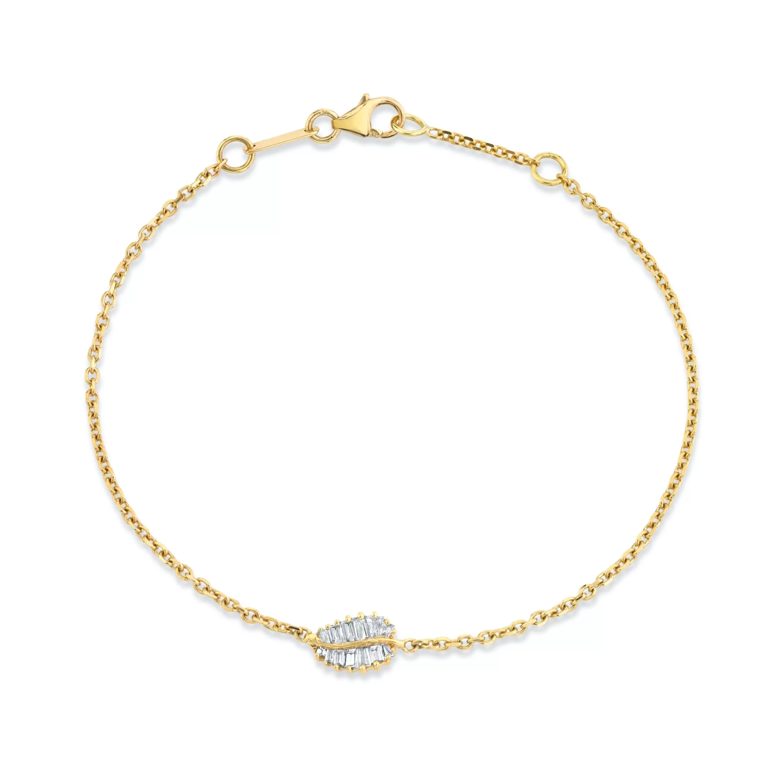 Anita Ko Chain Link | Leaf^SMALL PALM LEAF DIAMOND CHAIN BRACELET